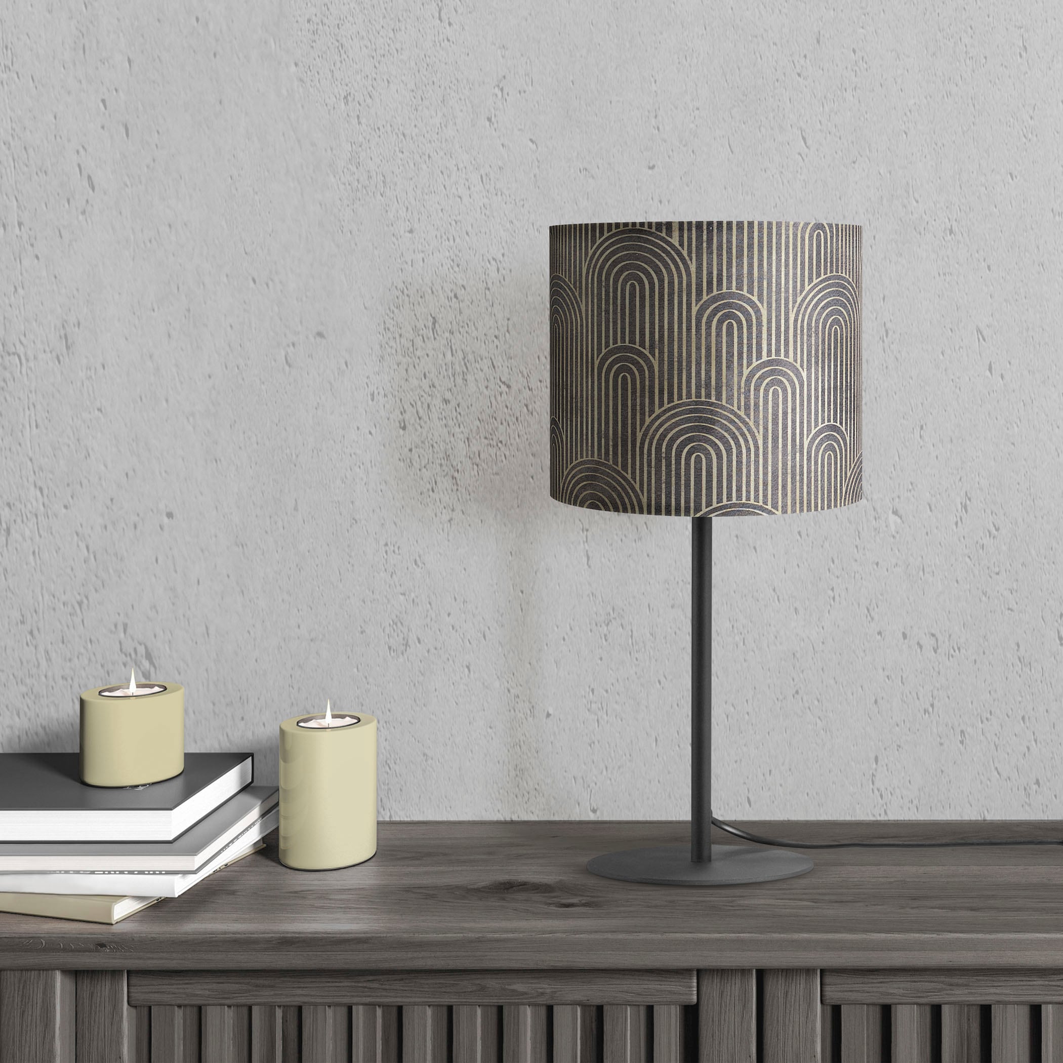 Paco Home Tischleuchte »Luca Pillar« E14 Nacht Schlafzimmer  Mit Stoffschirm Retro