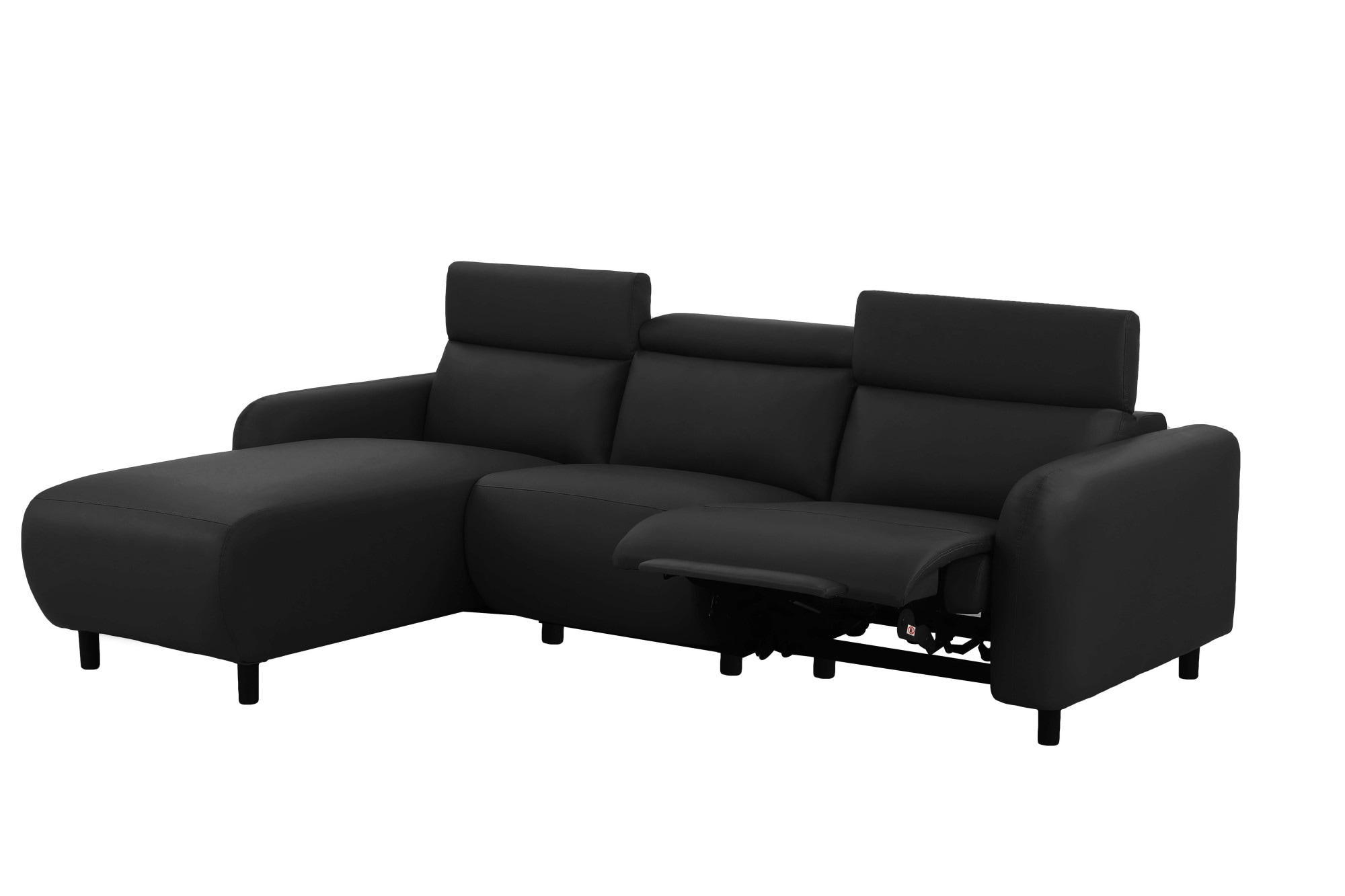 Home affaire Ecksofa »SKAANE Lederoptik, L-Form, 274 cm, manuelle u. elektrische Funktion,«, rundes Design, Kopfteilverstellung, Federkernpolsterung