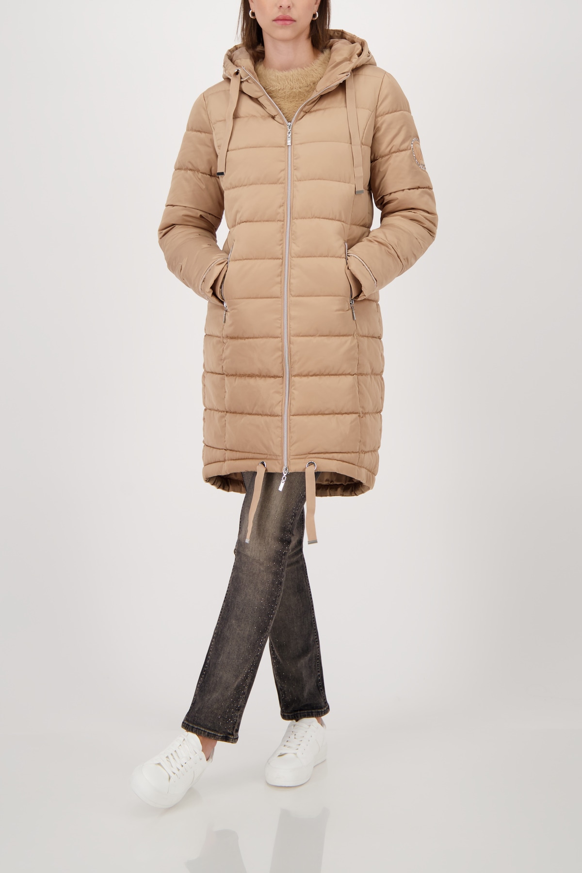 Monari Steppmantel Regular fit mit Rundhalsausschnitt und Kapuze