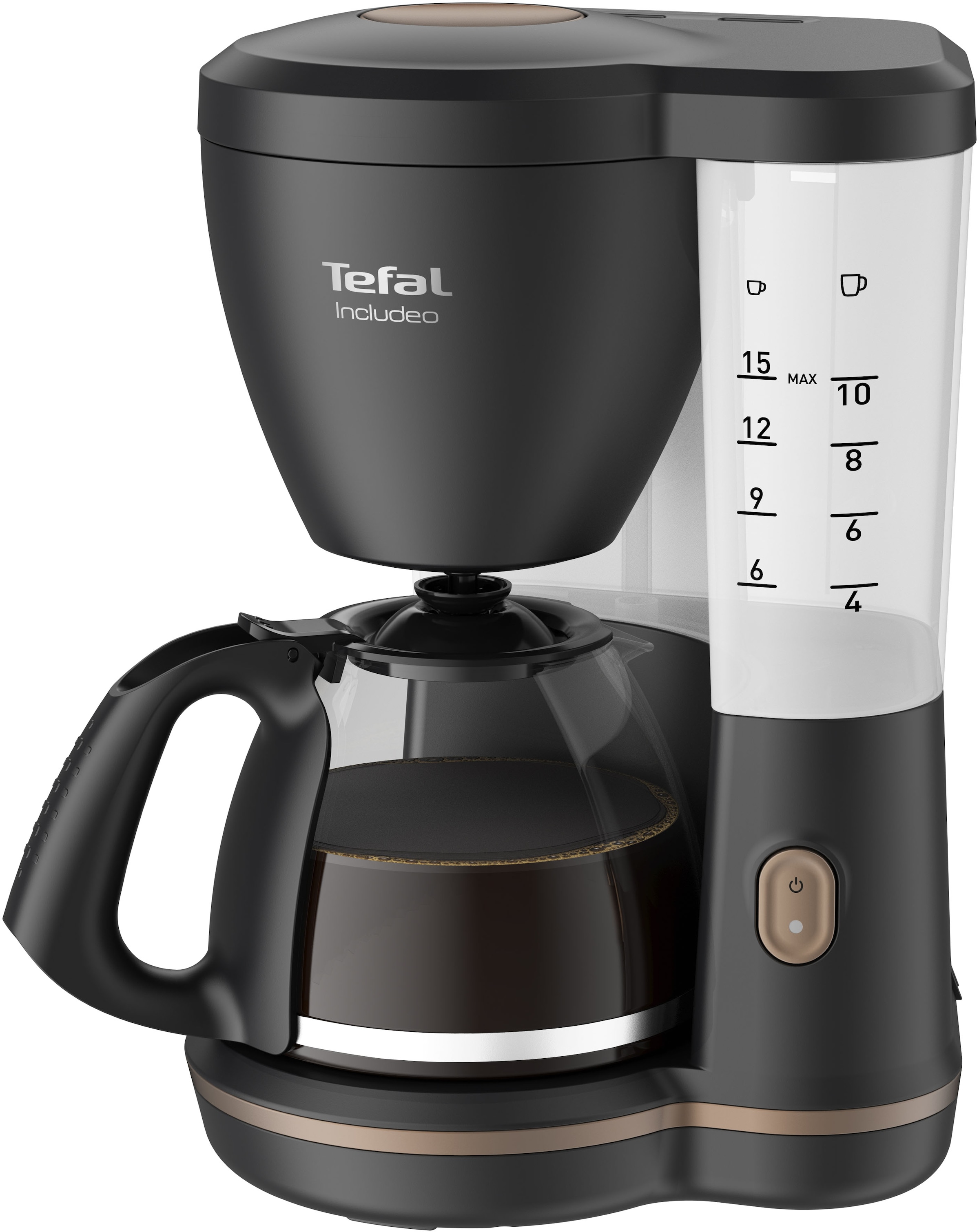 Tefal Filterkaffeemaschine »CM5338 Incluedo«, 1,25 1,25 15 Griffen - Filtereinsatz Garantie Jahren l mit zwei L, XXL herausnehmbarer Kaffeekanne, 3 Tassen, 10 mit