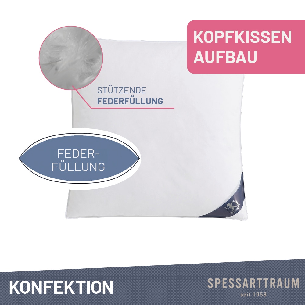SPESSARTTRAUM Federkissen »FIRST CLASS«, Füllung: 100% Federn, Bezug: 100% Baumwolle, (2 St.), Kopfkissen in verschiedenen Größen erhältlich, im Set günstiger