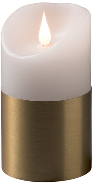 KONSTSMIDE LED-Kerze »Weihnachtsdeko«, LED Echtwachskerze, weiß, mit messingfarbener Banderole