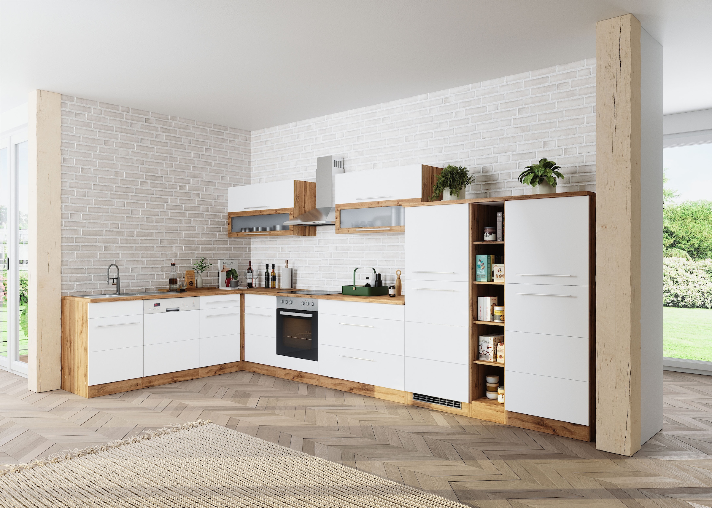 KOCHSTATION Winkelküche »KS-Wien« Stellbreite 220 x 420 cm, wahlweise mit E-Geräten