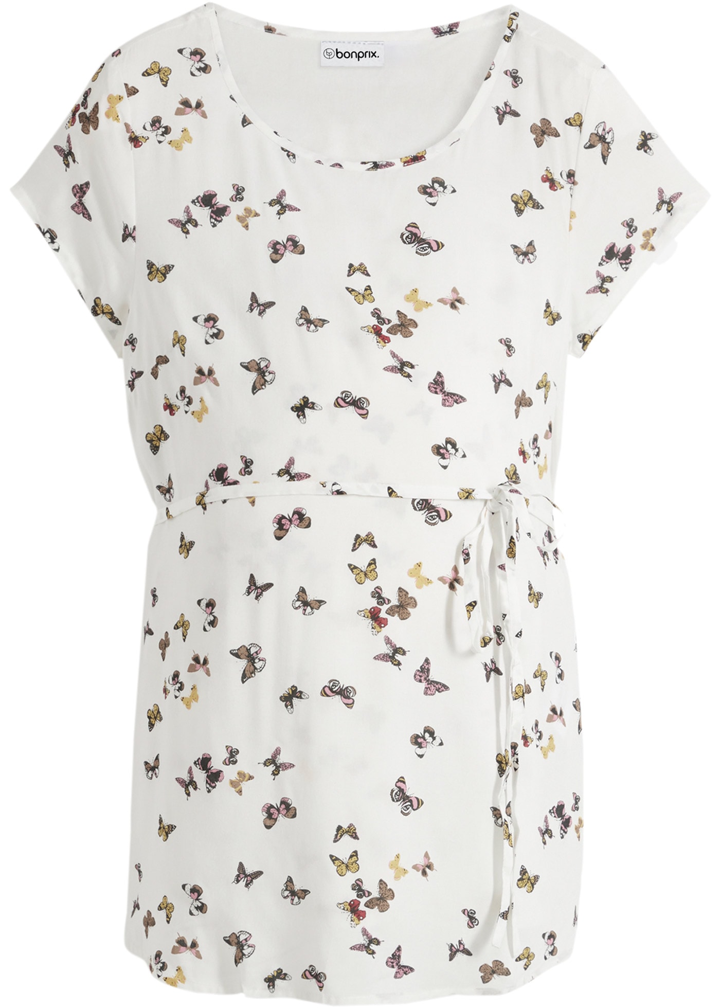 bonprix Umstandsbluse figurumspielende Passform, mit kurzem Arm, mit Bindeband