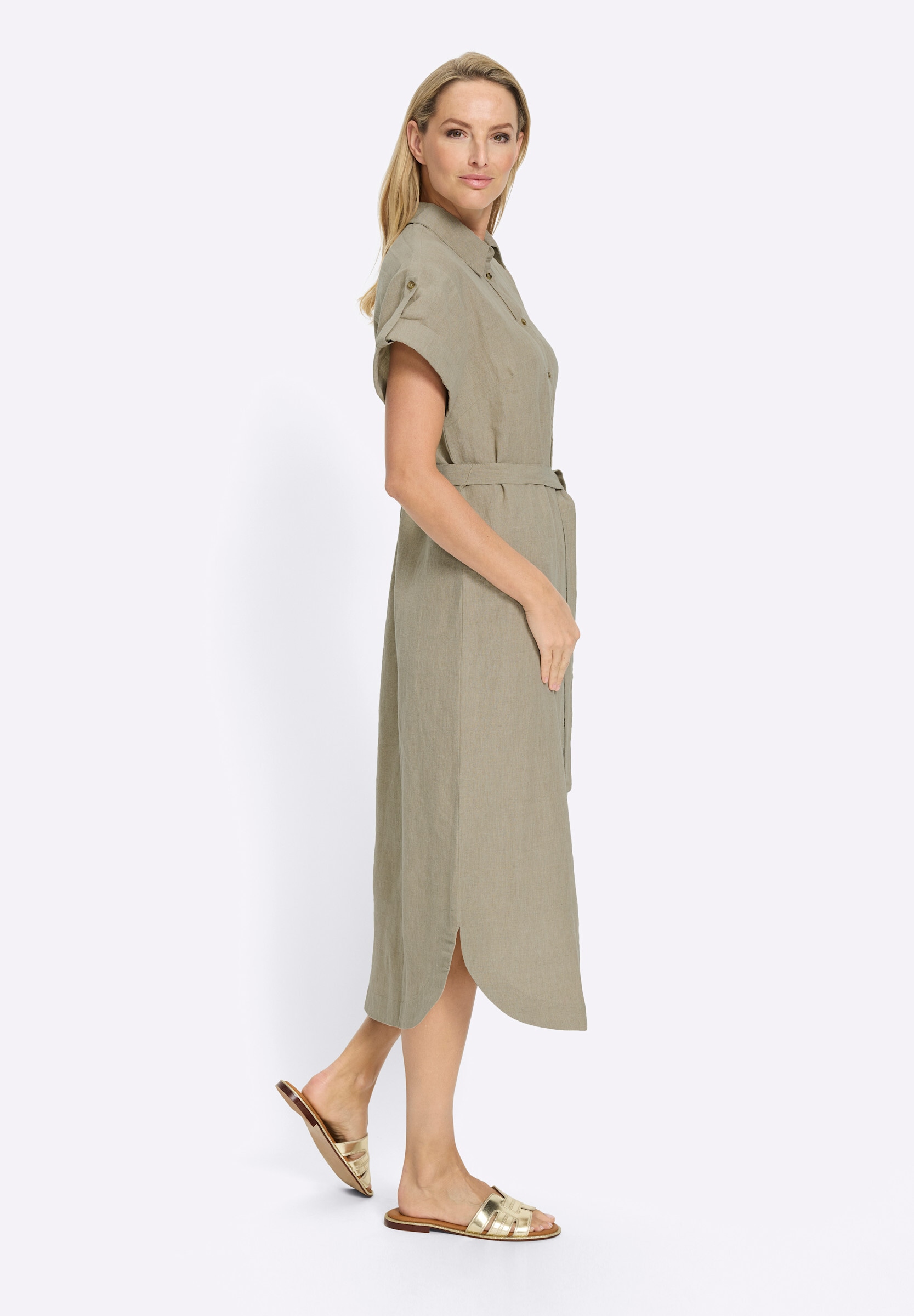 heine Hemdblusenkleid »Kleid Sommerkleid in Leinen-Baumwoll-Mix« Ohne Taschen