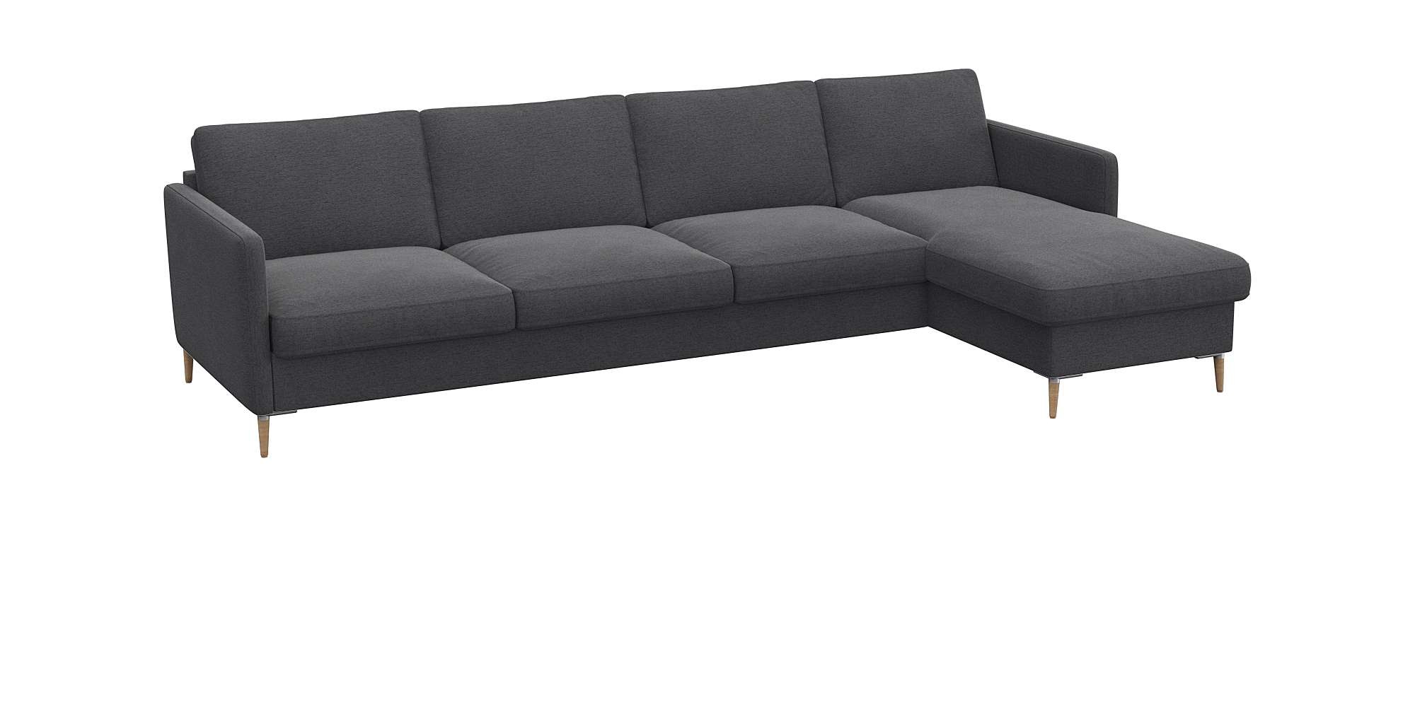 FLEXLUX Ecksofa »Fiore, L-Form, bequem und komfortabel durch hochwertigem Sitzaufbau« schmale Armlehnen, Kaltschaum, Füße Alu+ Eiche