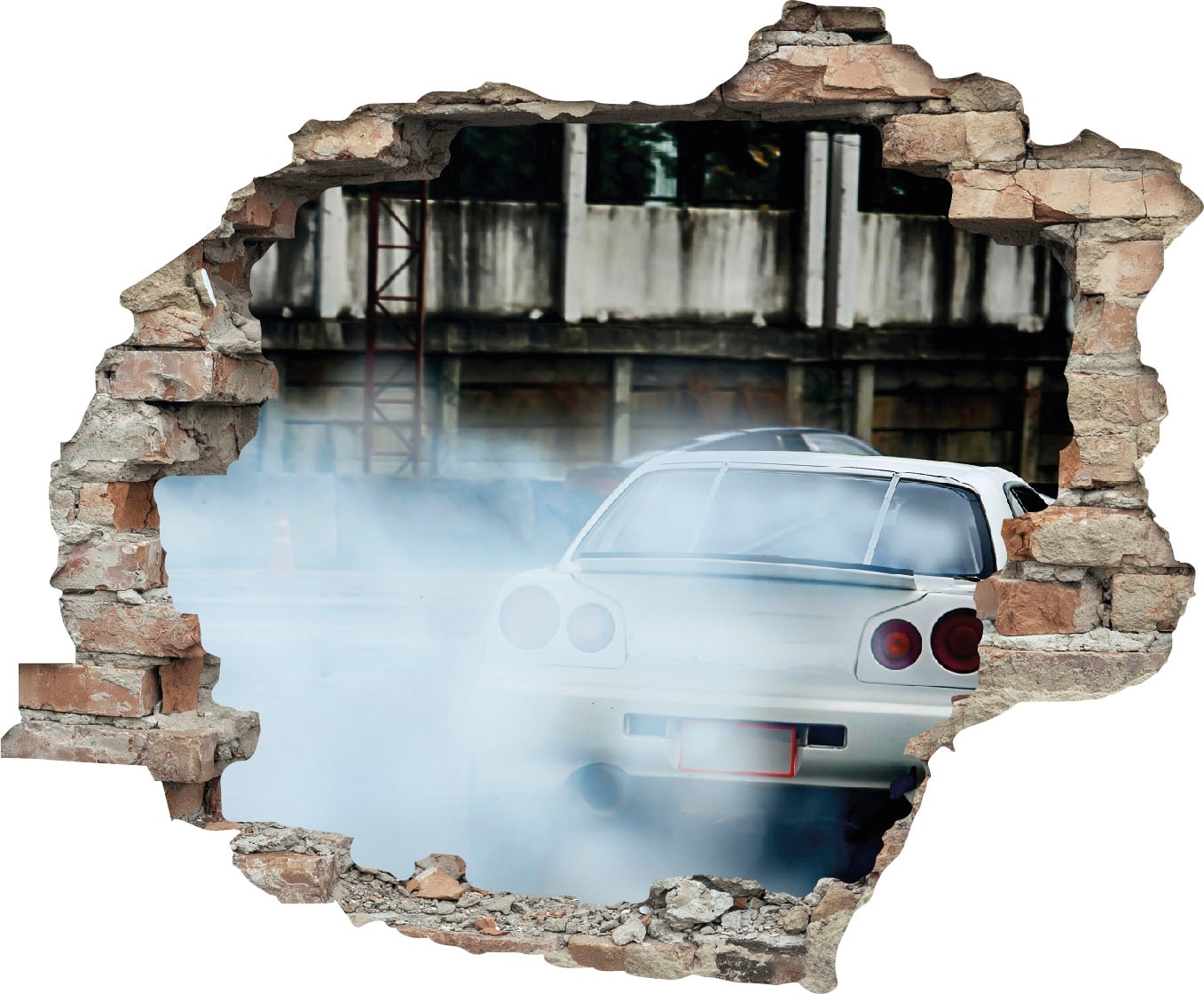 queence Wandtattoo »Auto«, (1 St.), Wandsticker, Wandbild, selbstklebend, 3D, Wanddurchbruch