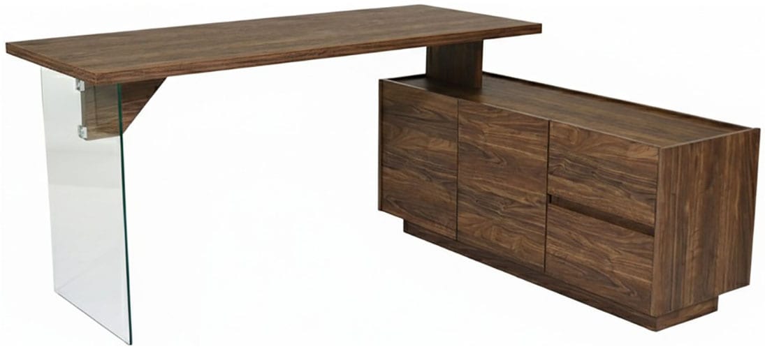 Jahnke Eckschreibtisch »LUX C 160 E« Eckschreibtisch, wechselseitig montierbar, Glas, 2 Fächer+2Schubladen