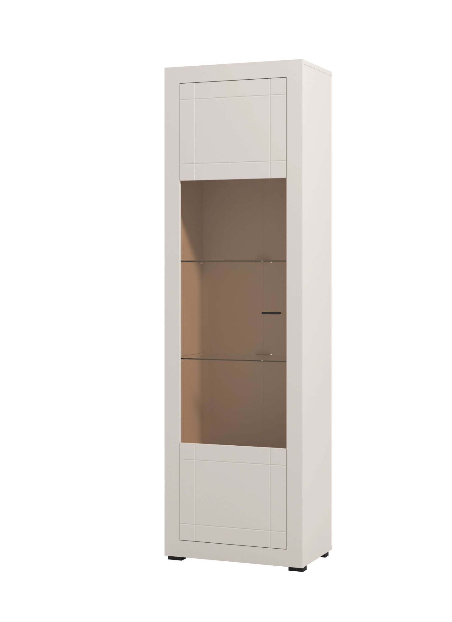 Home affaire Vitrine »Essex Vitrinenschrank, Glasschrank, Standvitrine, Highboard/Sideboard« Präzise Heißfolienprägung, Metallgriff, Eleganter Glasboden