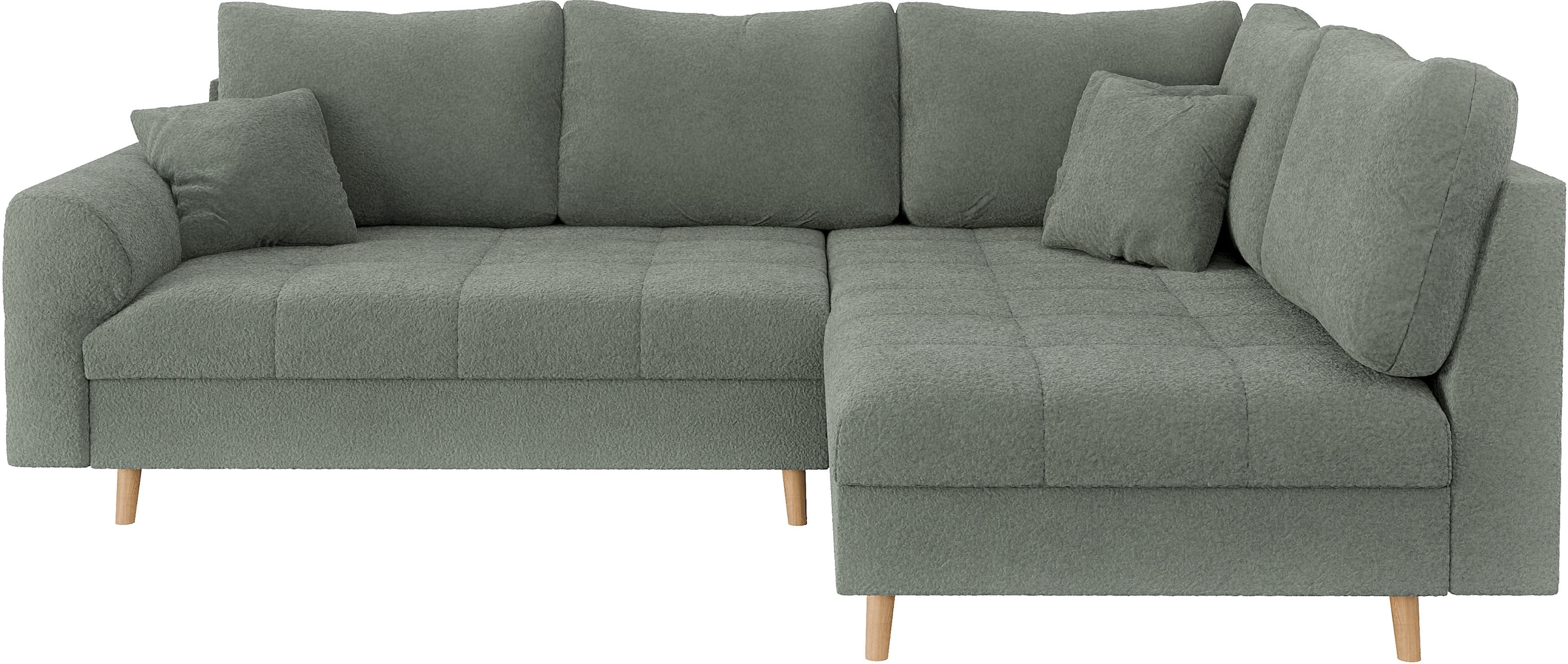 Home affaire Ecksofa »CHARRE L-Form mit Ottomane, Maße B/T/H: 231/161/81 cm«, feine Steppung, lose Rücken- und Zierkissen, auch in Cord und Bouclé