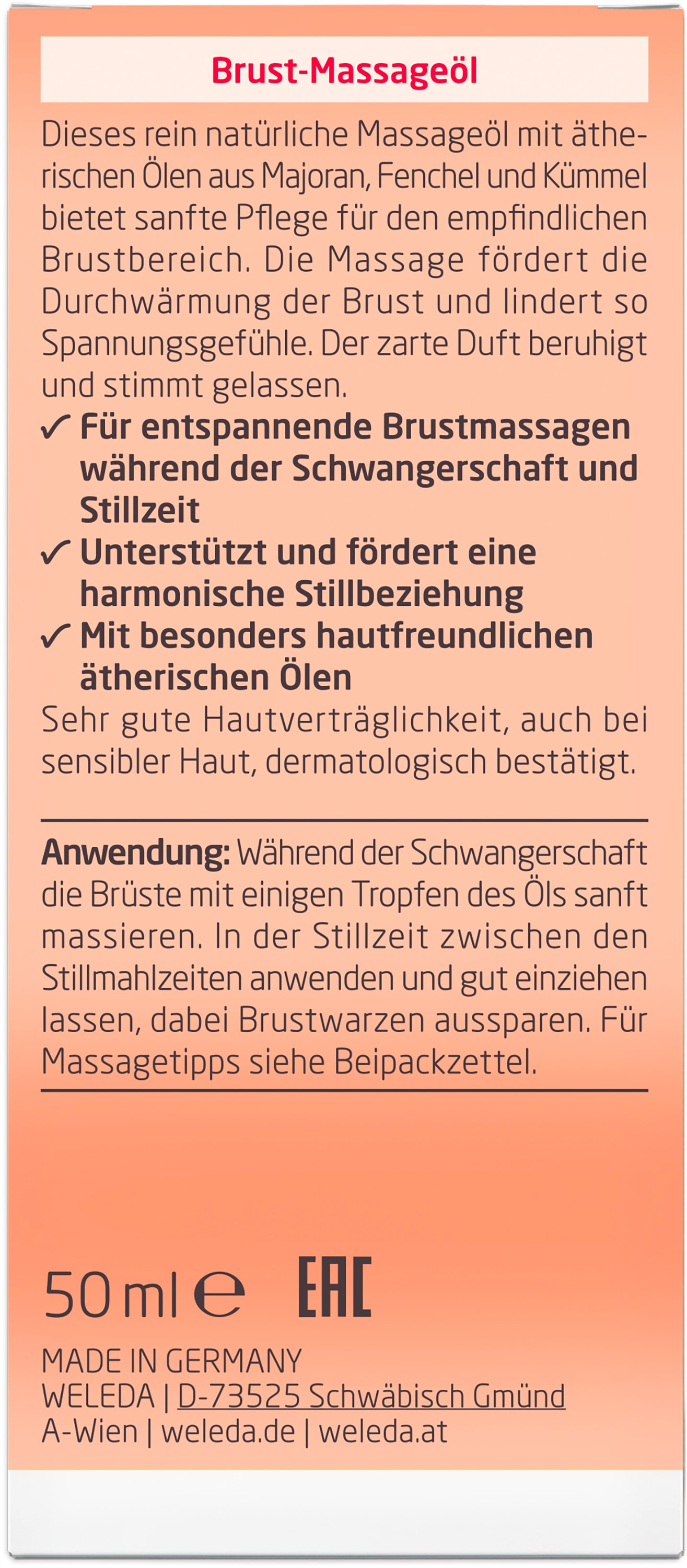 WELEDA Massageöl »Weleda Brust-Massageöl« entspannt die Brust bei Spannungsgefühlen