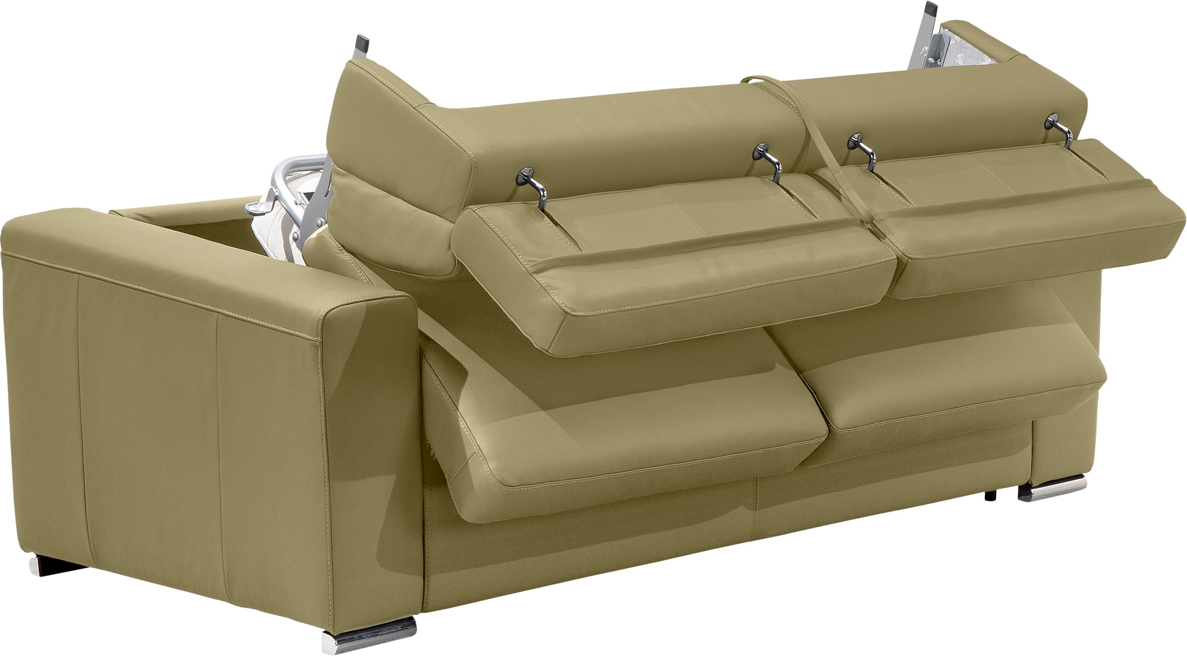 Egoitaliano Schlafsofa »Cabiria, Design und super Sitz- und Liegekomfort«, Sofa inkl. Schlaffunktion, Kopfteile verstellbar, mit Metallfüßen