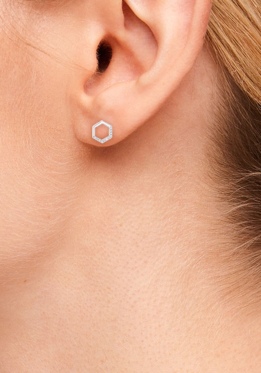 s.Oliver Paar Ohrstecker »Hexagon, 2031421«, mit Zirkonia (synth.)