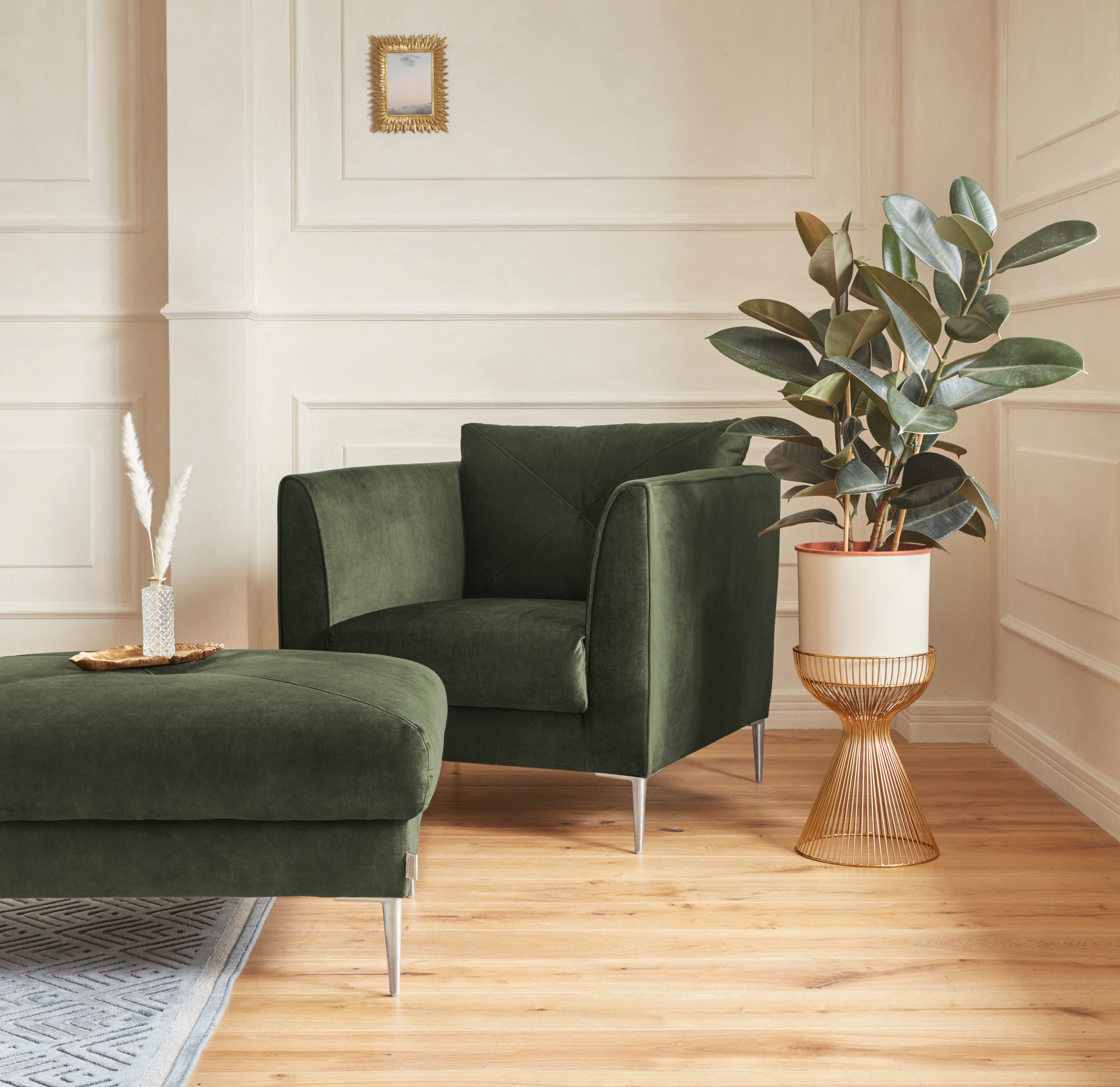 Guido Maria Kretschmer Home&Living Hocker »Chilltime«, mit eleganter Kreuznaht auf der Sitzfläche
