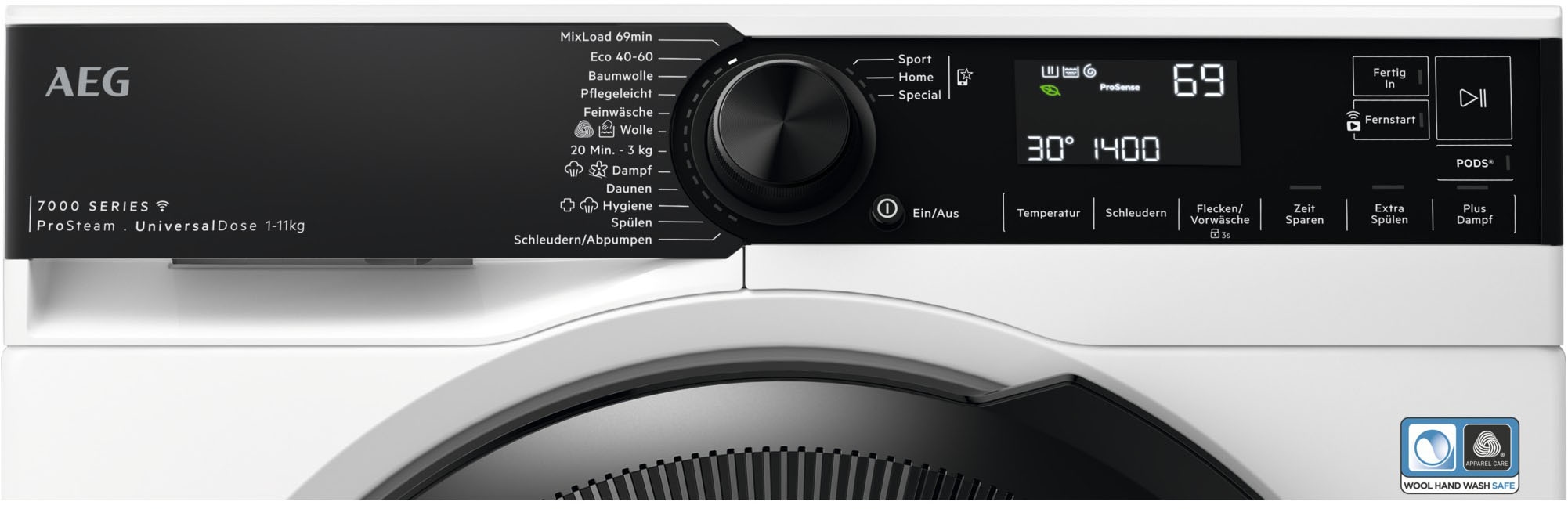 AEG Waschmaschine 7000 »LR7EW75610 914505106«, 11 kg, 1600 U/min, UniversalDose: löst PODS®/Caps 60 % schneller auf für beste Reingung