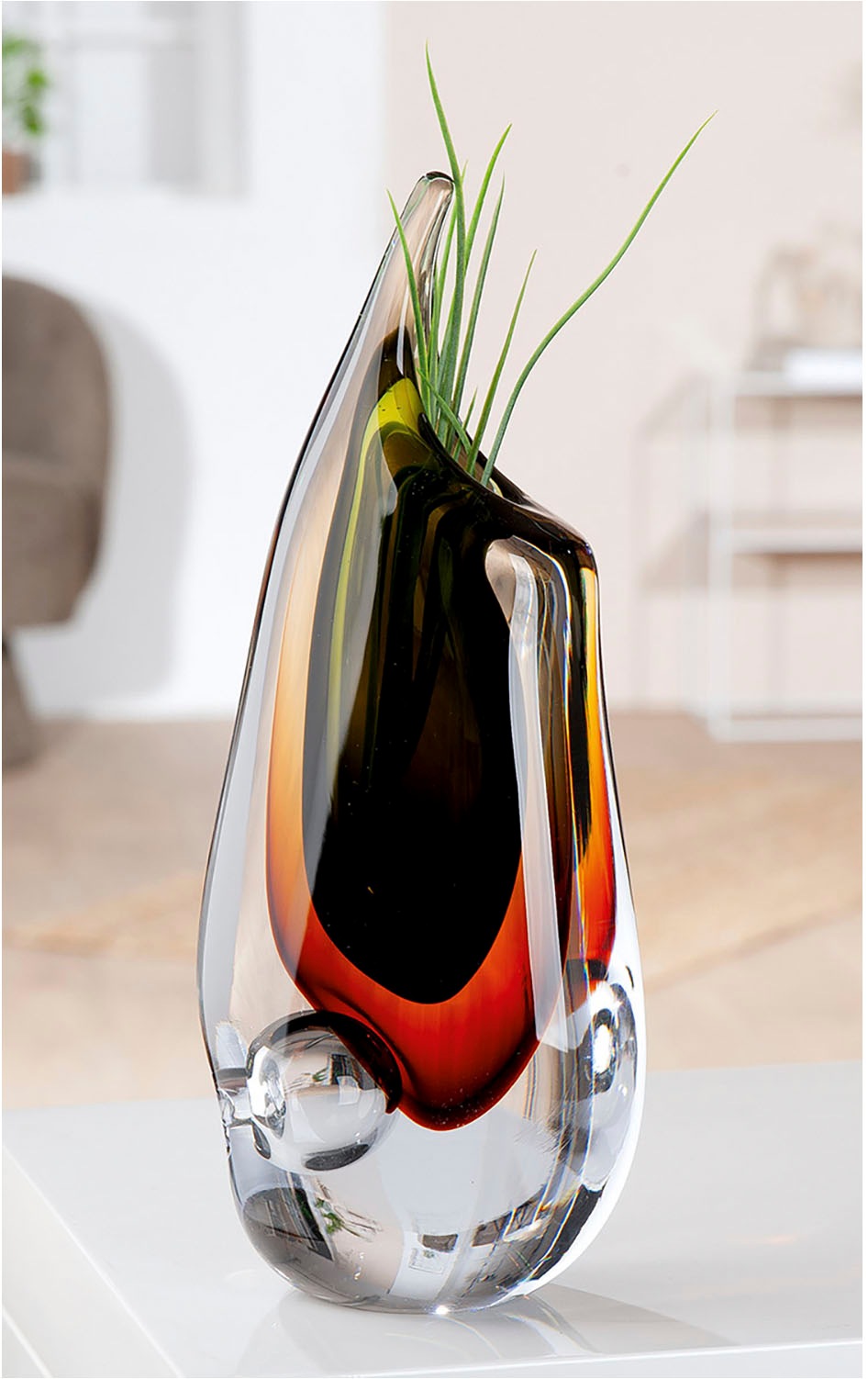Casablanca by Gilde Tischvase »Vase "Finesse" braun, grün, klar H.30 cm«, (1 St.)