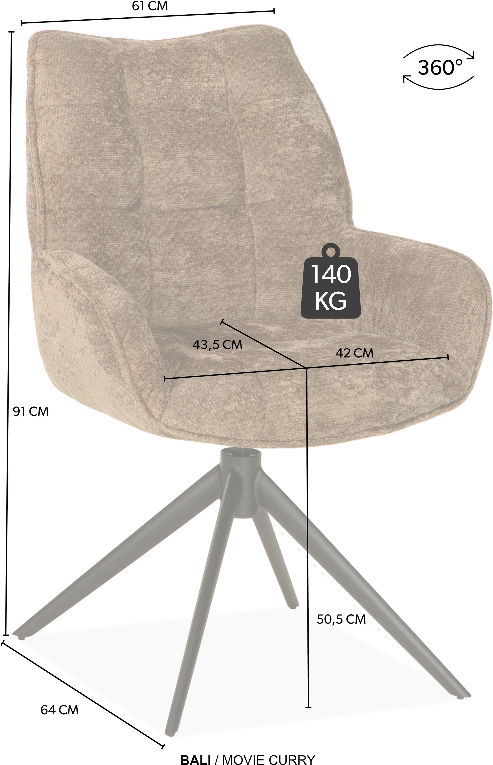 OMG Design Esszimmerstuhl »Bali« (Set) 2 Stk.Drehstuhl mit auto-return, Armlehnenstuhl