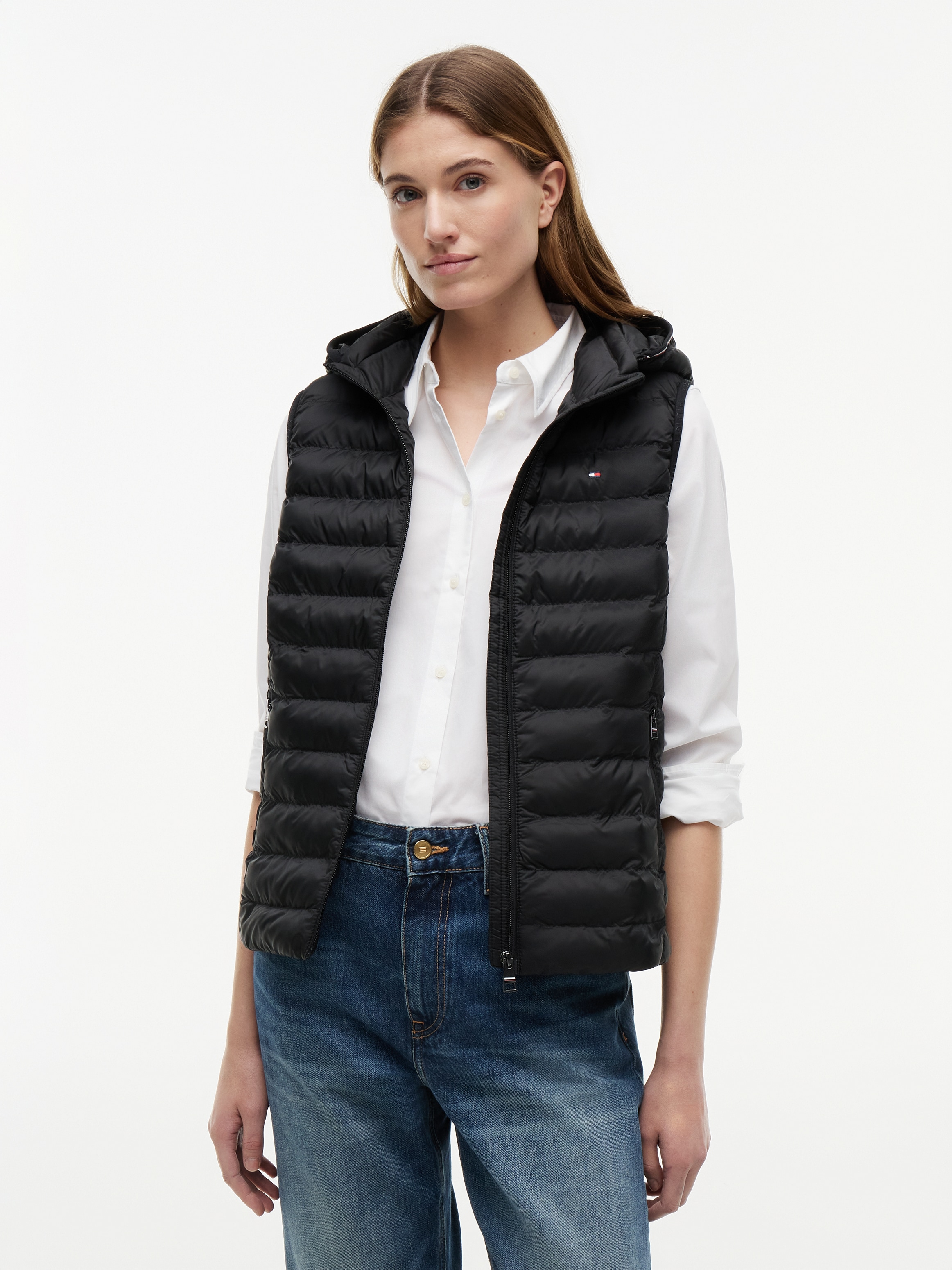 Tommy Hilfiger Steppweste »LW PADDED GLOBAL STRIPE VEST« Global Serie TH WOMEN,  abnehmbare Kapuze, Übergangsweste