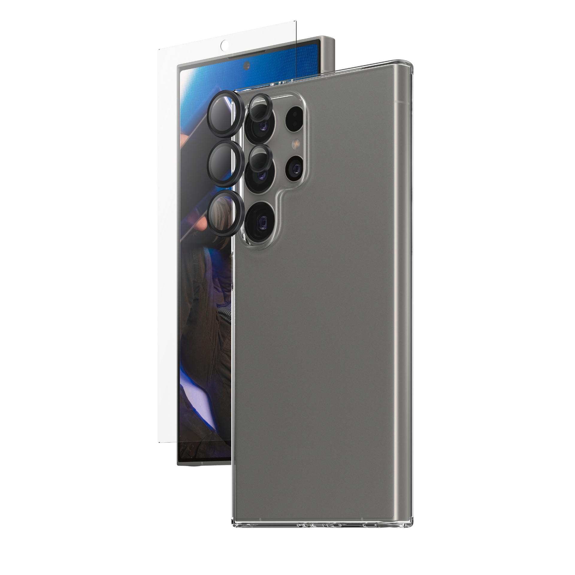 SAFE by PanzerGlass Displayschutzglas »3-in-1 Bundle Set Screen Protector, Case und Camera Lens Protector« für Samsung Galaxy S24 Ultra Displayschutzfolie, Backcover, Lens Cover, Rundumschutz