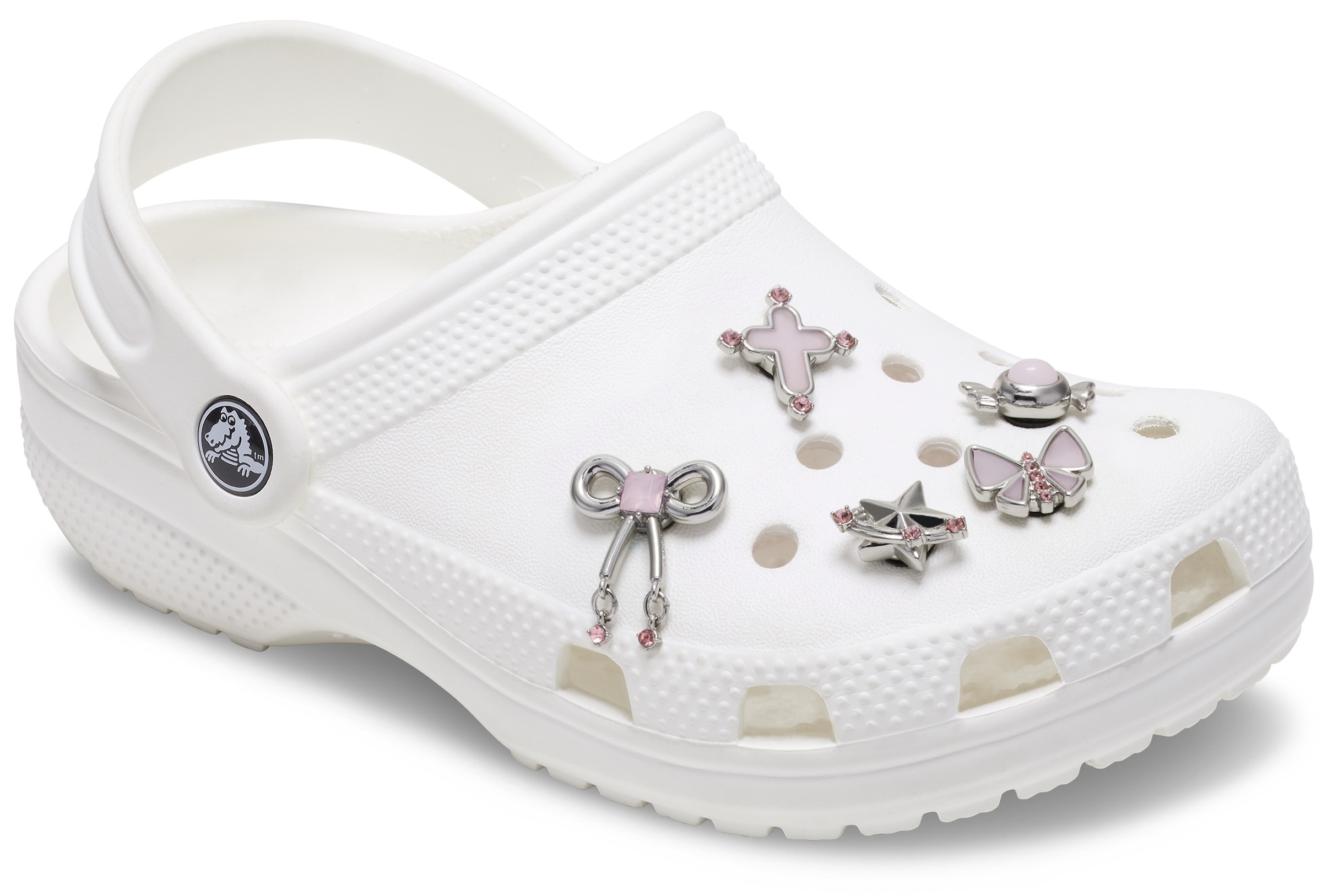 Crocs Schuhanstecker »Jibbitz™ Silver and Pink« Set, Kein Spielzeug. Nicht für Kinder unter 3 Jahren geeignet, 5 Stk. , Charm, Anstecker für Crocs Schuhe
