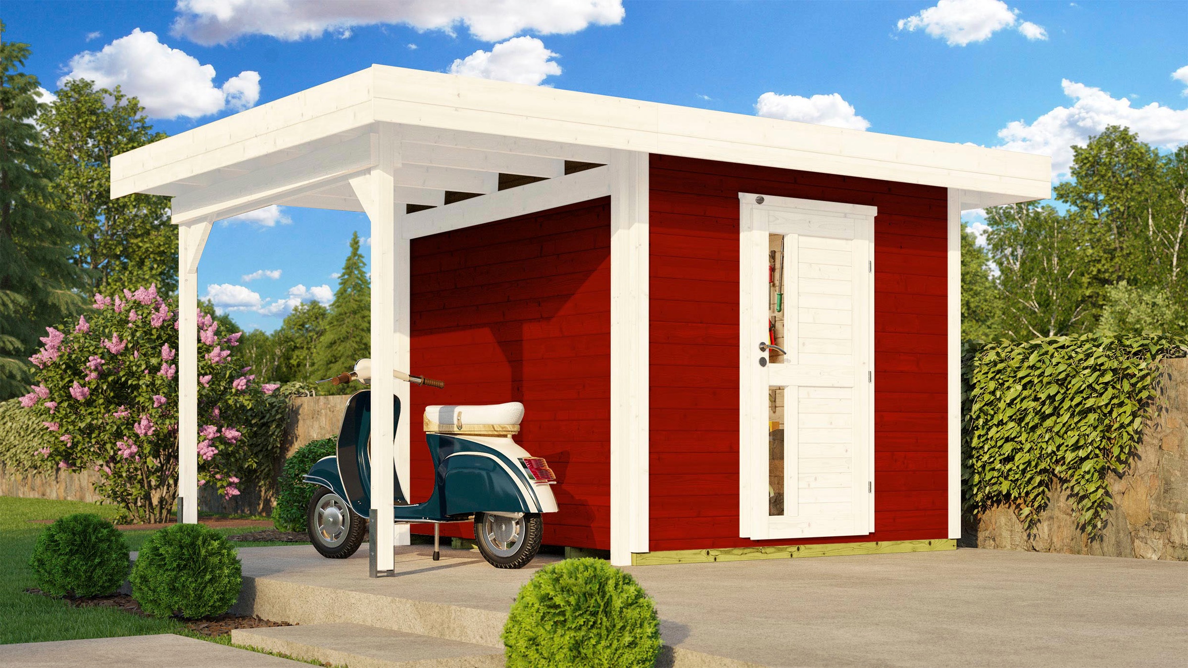 weka Gartenhaus »Designhaus 172 A«, (Set), mit Anbaudach