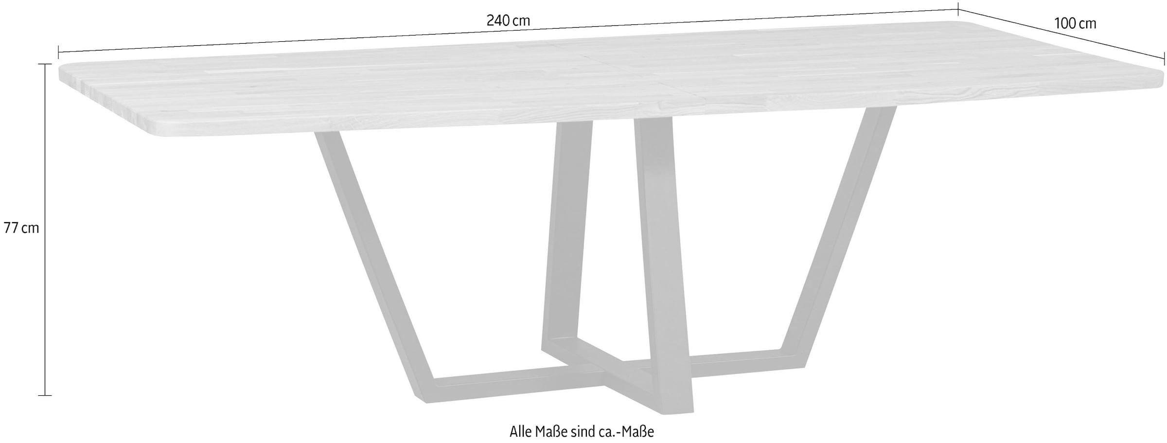 WOOOD Esstisch »Tablo«, Holz teilmassiv, rechteckige Form, H 77 cm x B 240 x T 100 cm