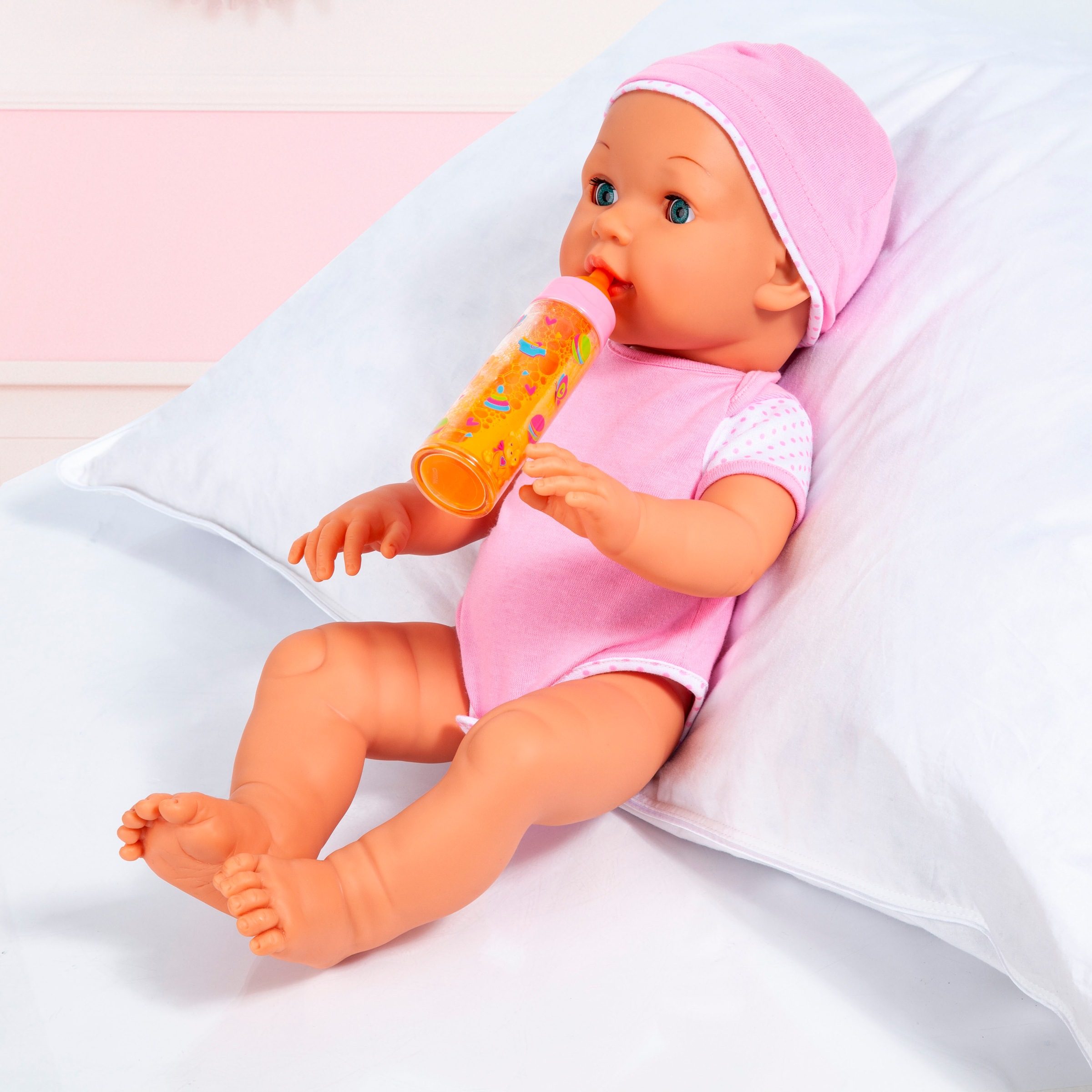 Bayer Puppen Accessoires-Set »Puppen-Fläschchen Milch und Orange«, (Set, 2 tlg.), leeren und füllen sich wie von Zauberhand