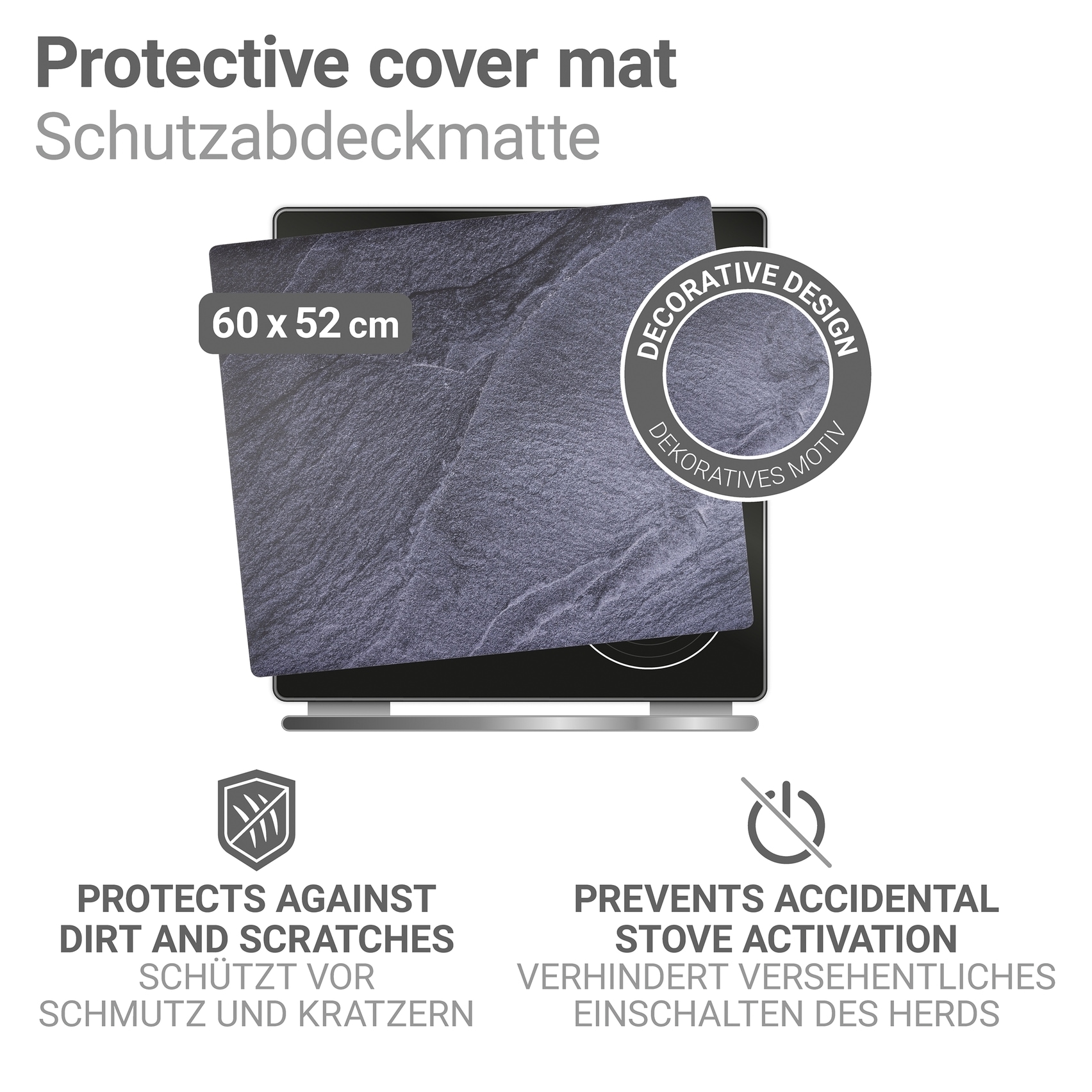 WENKO Herd-Abdeckplatte »Modell Schiefer« Schutzmatte, Abdeckmatte für Kochfelder, Induktionsschutzmatte