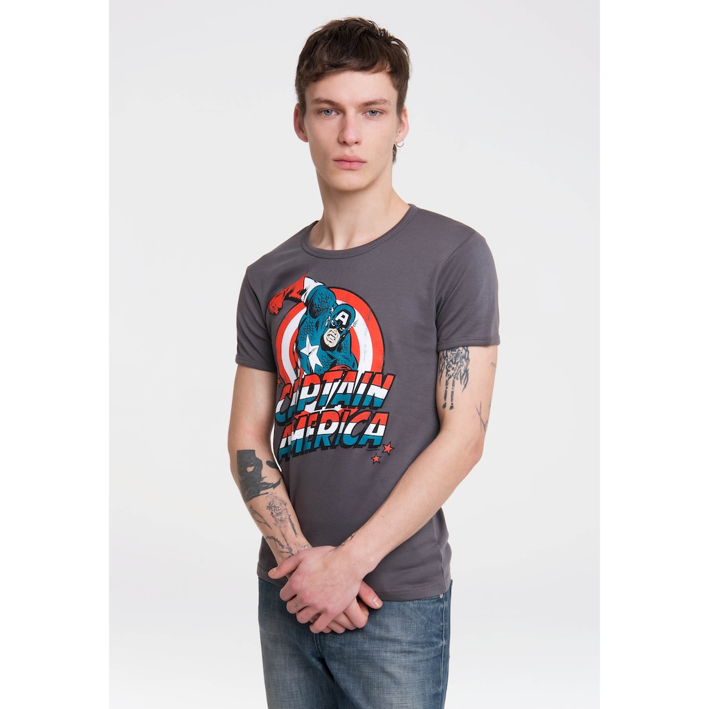 LOGOSHIRT T-Shirt »Captain America«, mit Retro-Frontprint