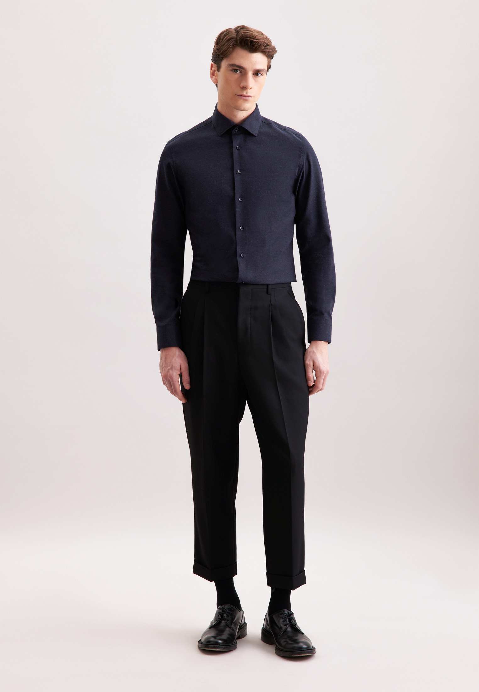 seidensticker Flanellhemd »Schwarze Rose« Slim 1/1 Kentkragen Uni