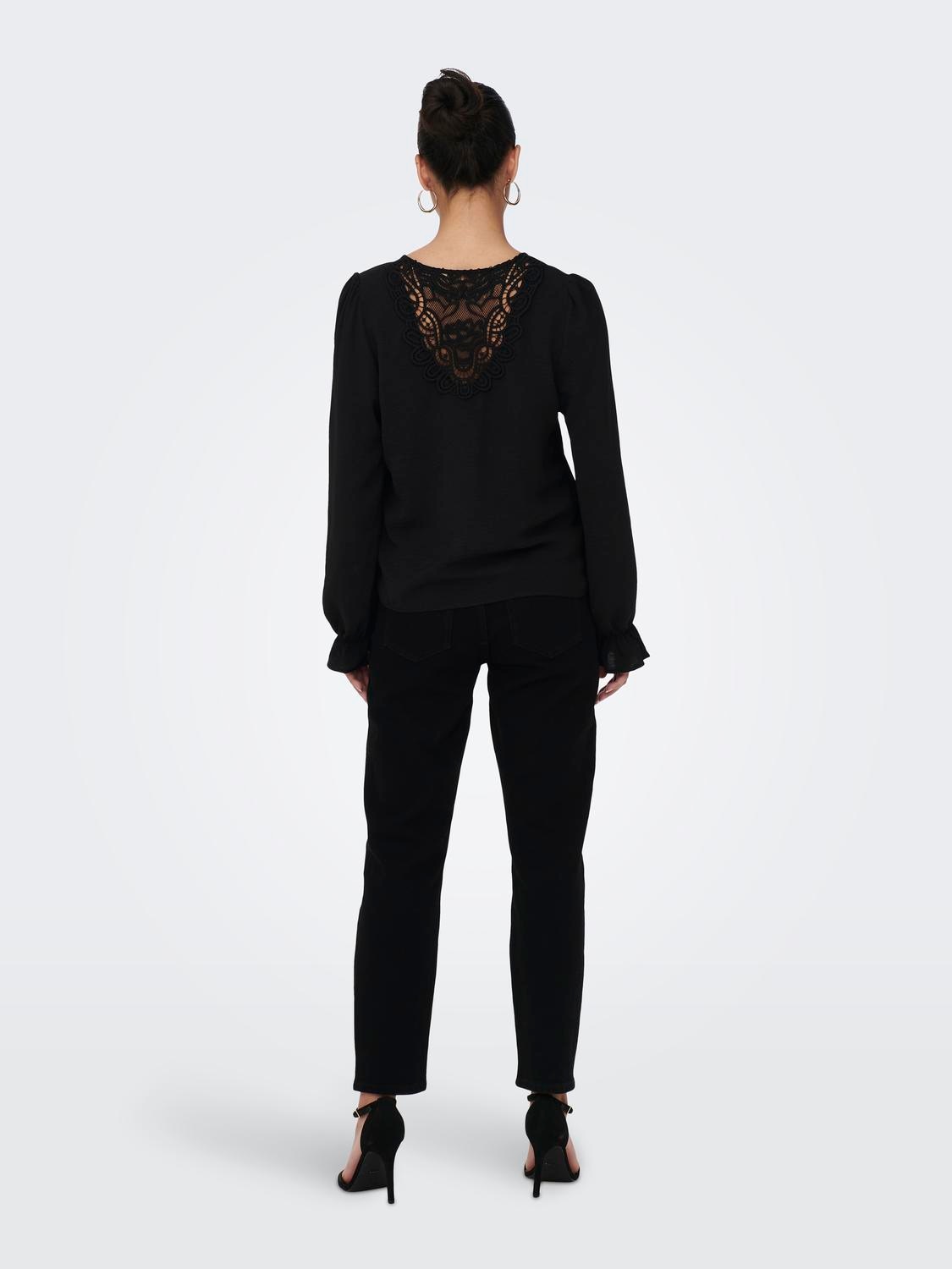 ONLY Spitzenbluse »ONLMETTE L/S LACE TOP WVN« Kunstfaser, regular fit