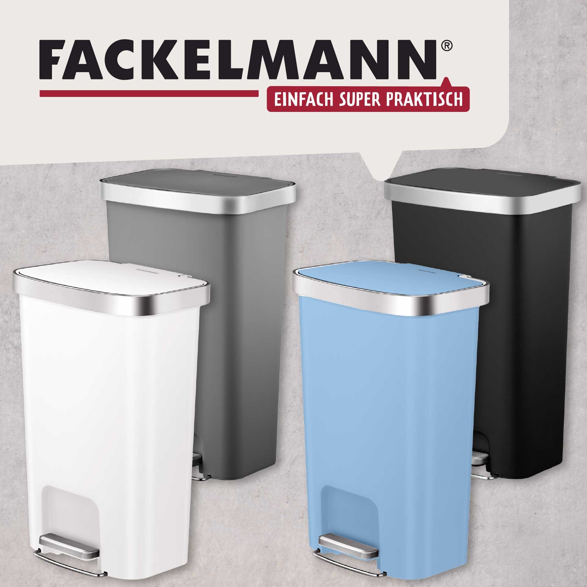 FACKELMANN Mülleimer »SEATTLE, Pedal-Abfalleimer 45L« 1 Behälter stilvoller Mülleimer mit Soft-Close System & robustem Pedal