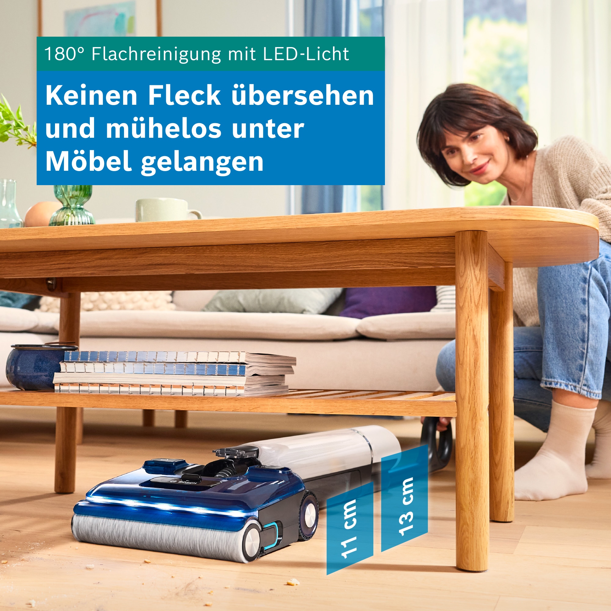 BOSCH Nass-Trocken-Sauger »OneFlow Serie 4 BHF41WS, Selbstreinigung, 24.000 PA Saugkraft« Anti-Haarverwicklung, LED-Licht, Schnelltrocknung, 40 min Akku / 150m²