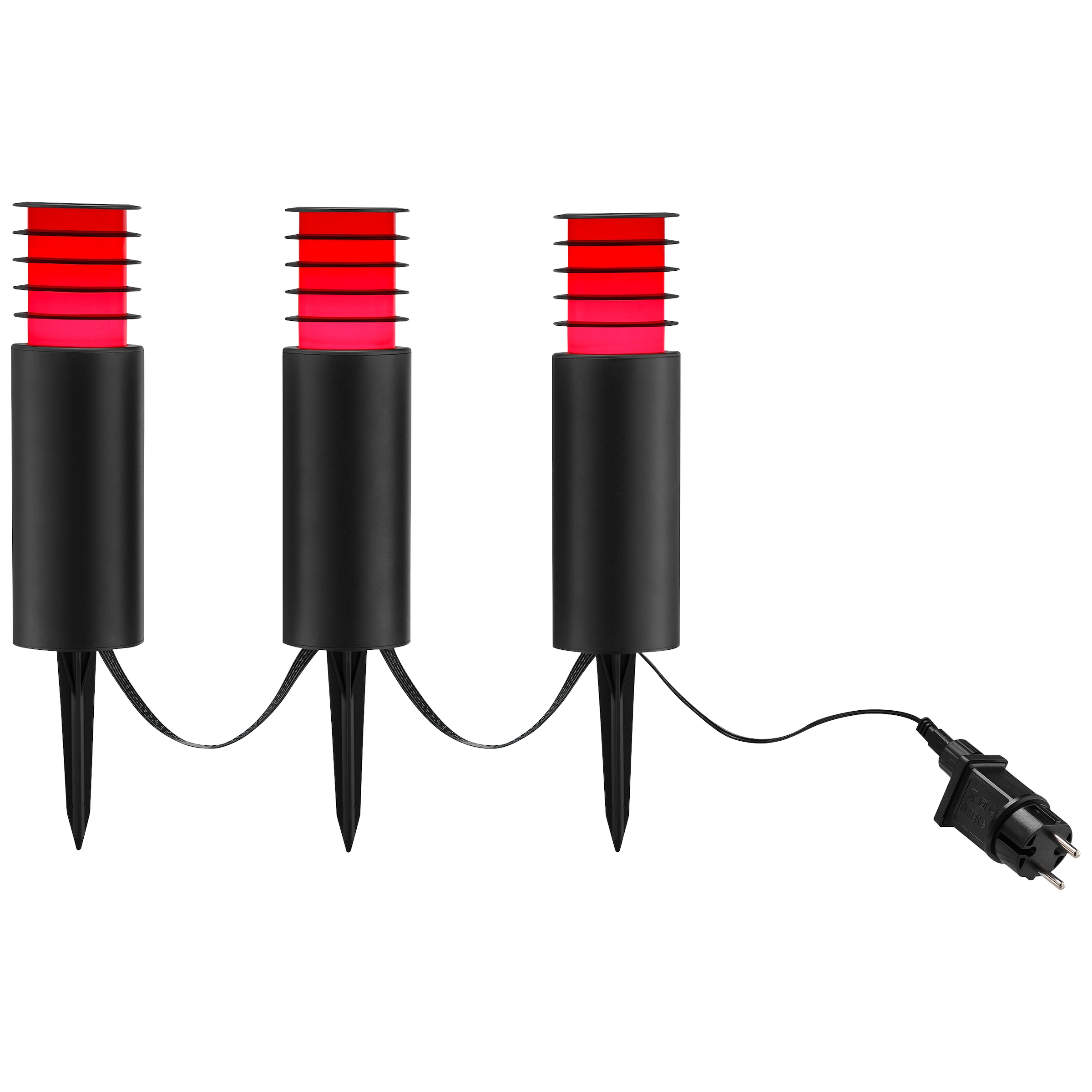 Brilliant LED Gartenleuchte »Carosu« LED-Modul 3 Stk. warmweiß - kaltweiß LED Gartenspieß 3er Set, dimmbar, RGB, CCT, IP44, App steuerbar