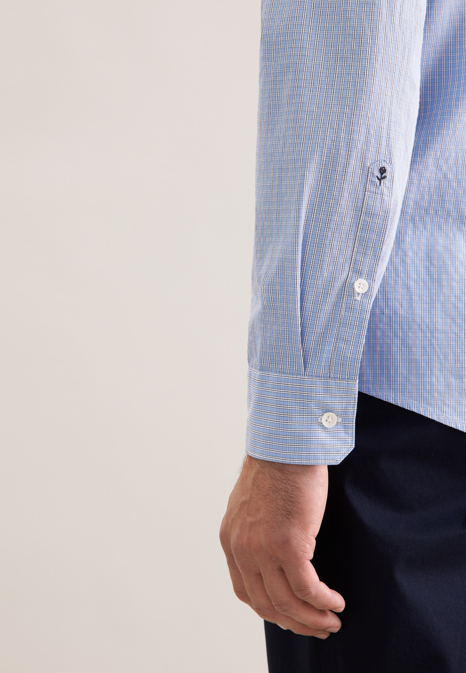 seidensticker Businesshemd Slim 1/1 Button-Down-Kragen Karo
