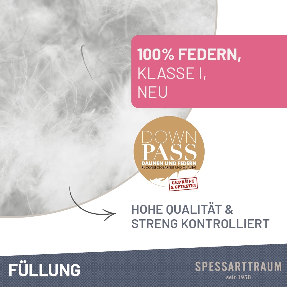 SPESSARTTRAUM Federkissen »FIRST CLASS«, Füllung: 100% Federn, Bezug: 100% Baumwolle, (2 St.), Kopfkissen in verschiedenen Größen erhältlich, im Set günstiger