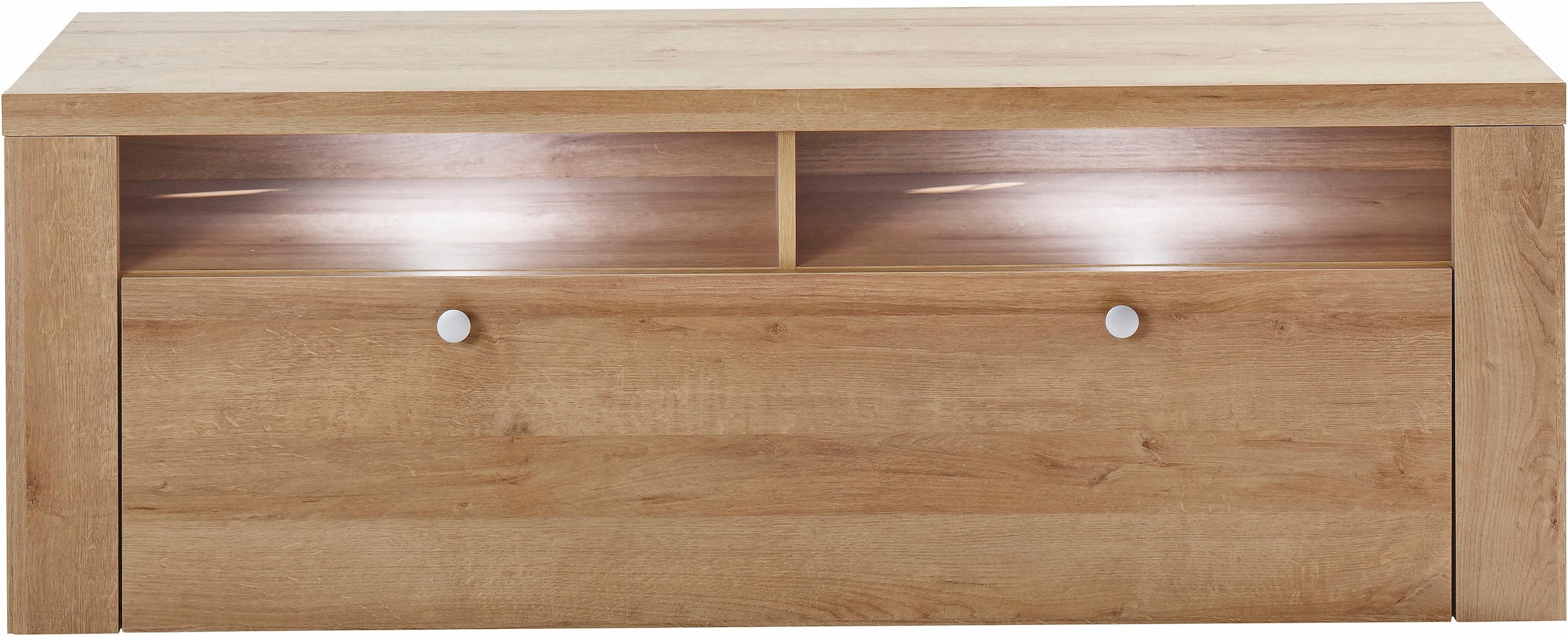 Home affaire Lowboard »Larona, zeitloses TV Board mit 1 Klappe und 2 offenen Fächern«, Breite 140 cm, Fernsehbank, viel Stauraum, dekorative Rahmenoptik