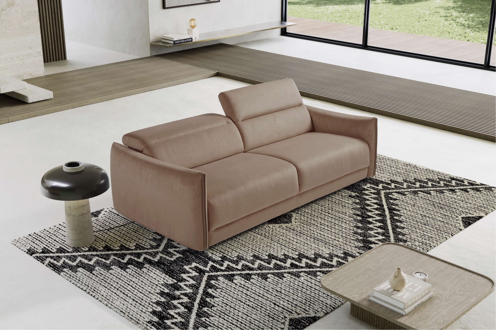 Egoitaliano Schlafsofa »FOX, Made in Italy-Designsofa mit Dauerschlaffunktion,Breite 216 cm« Bettsofa, Luxus-Microfaser mit verstellbaren Kopfstützen