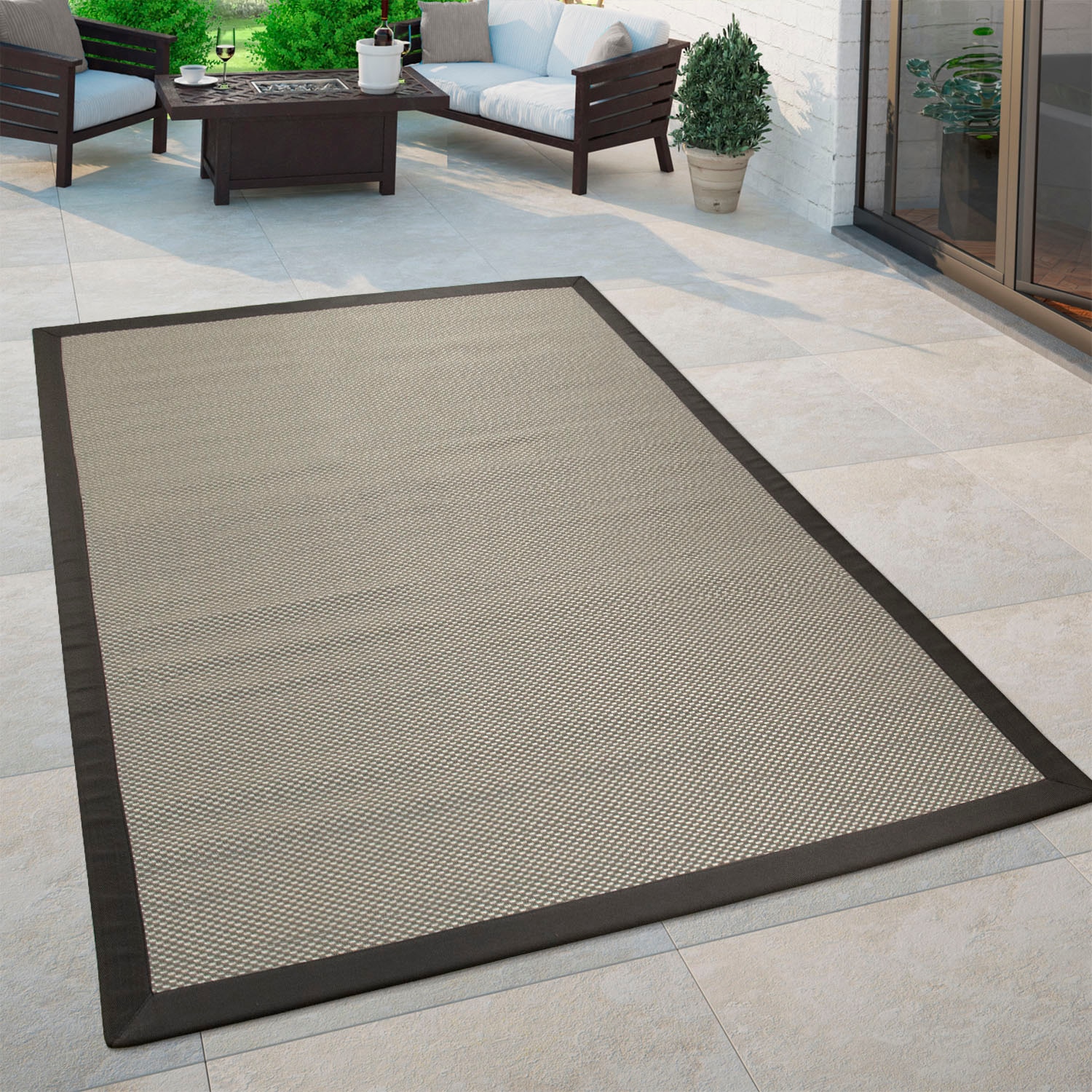 Paco Home Teppich »Sisala 270«, rechteckig, 4 mm Höhe, Flachgewebe, gewebt, Sisal Optik, Bordüre, In- und Outdoor geeignet