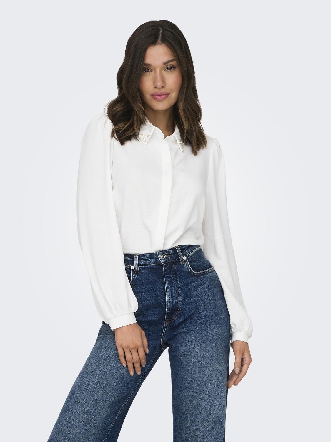 ONLY Hemdbluse »ONLMETTE PEARL LS SHIRT WVN« Kunstfaser, regular fit