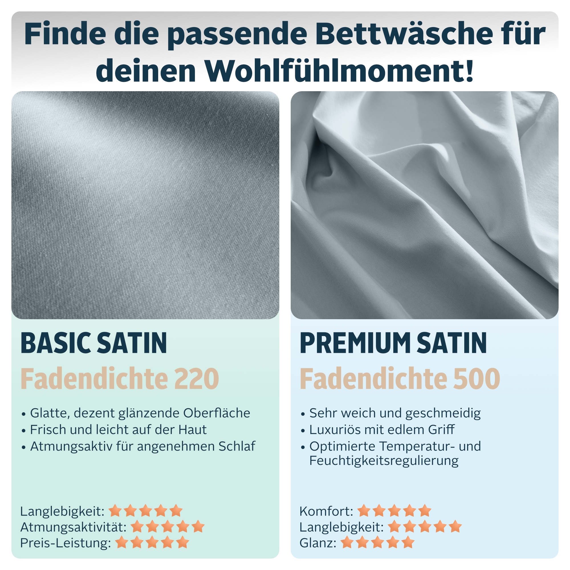 OTTO home Bettwäsche »Mila in verschiedenen Premium Qualitäten« 2 zeitlos elegante Uni Bettwäsche ab Gr. 135x200 cm