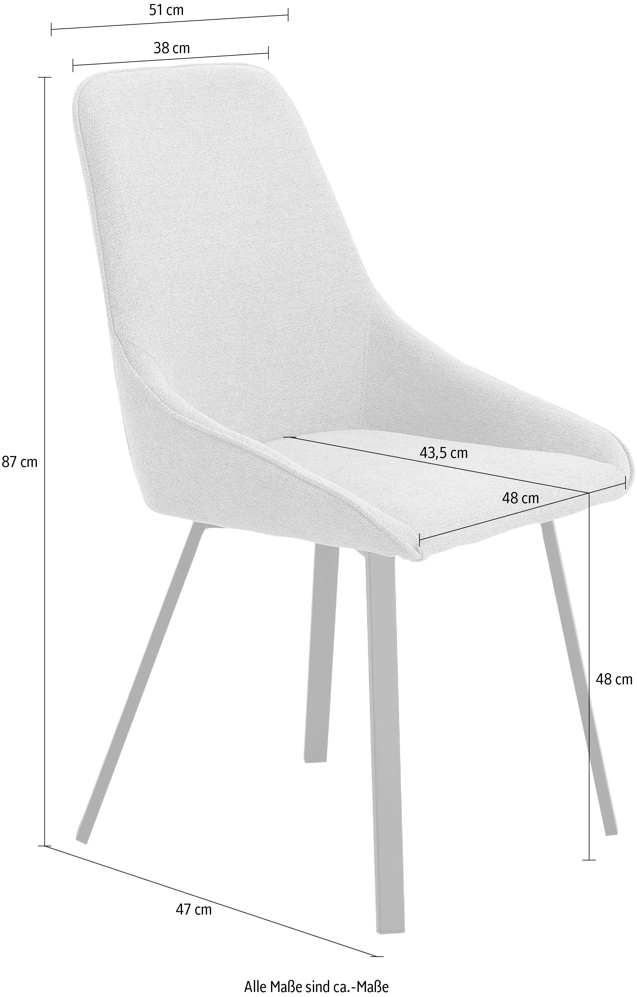 SalesFever Esszimmerstuhl, (Set), 2 St., Strukturstoff, H 87 cm/ B 51 cm/ T 47 cm