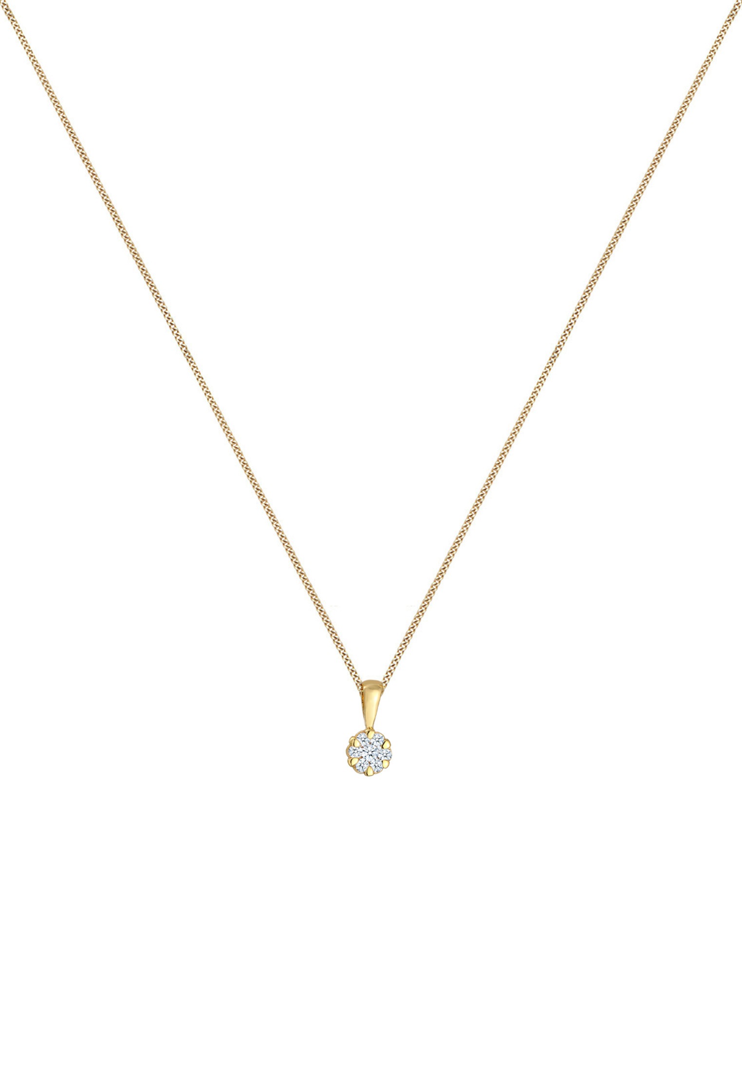 Elli DIAMONDS Silberkette »Halskette Diamant Weiß Brillantschliff (0.12 ct) 585 Gelbgold«