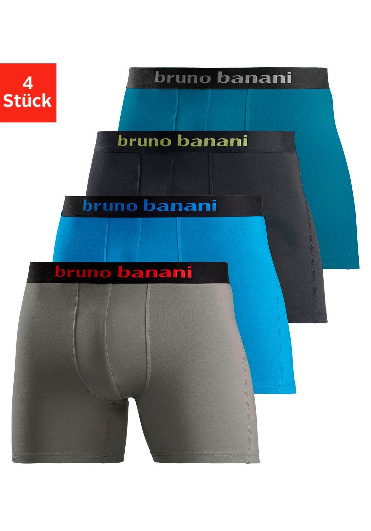 Bruno Banani Boxer »Boxershorts für Herren« Packung, 4 Stk. mit längerem Bein und auffälligen Logobund