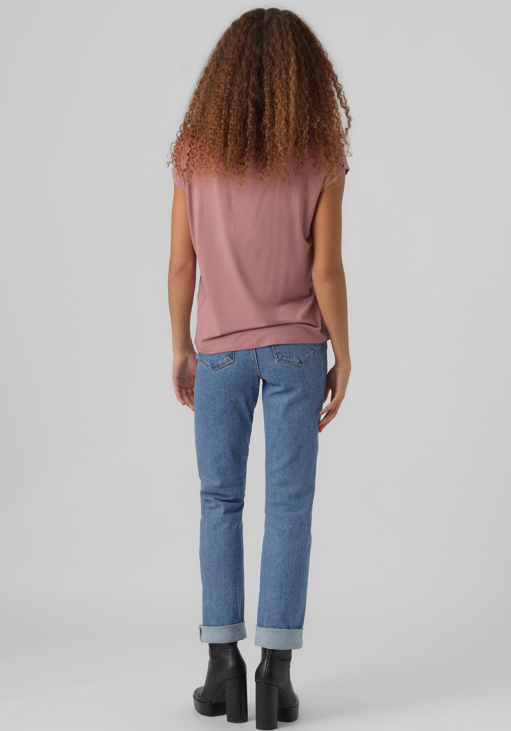 Vero Moda Rundhalsshirt »VMAVA PLAIN SS TOP GAJRS NOOS«