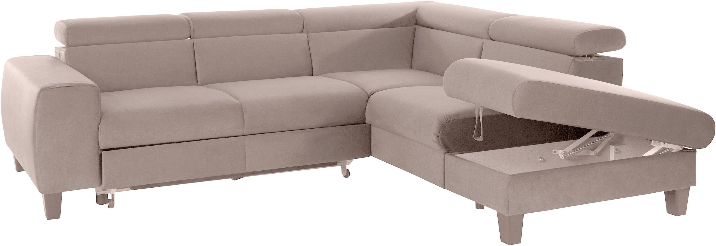 COTTA Polstergarnitur »Morven L-Form«, (Set), Set bestehend aus: Ecksofa mit Kopfteilverstellung & Hocker