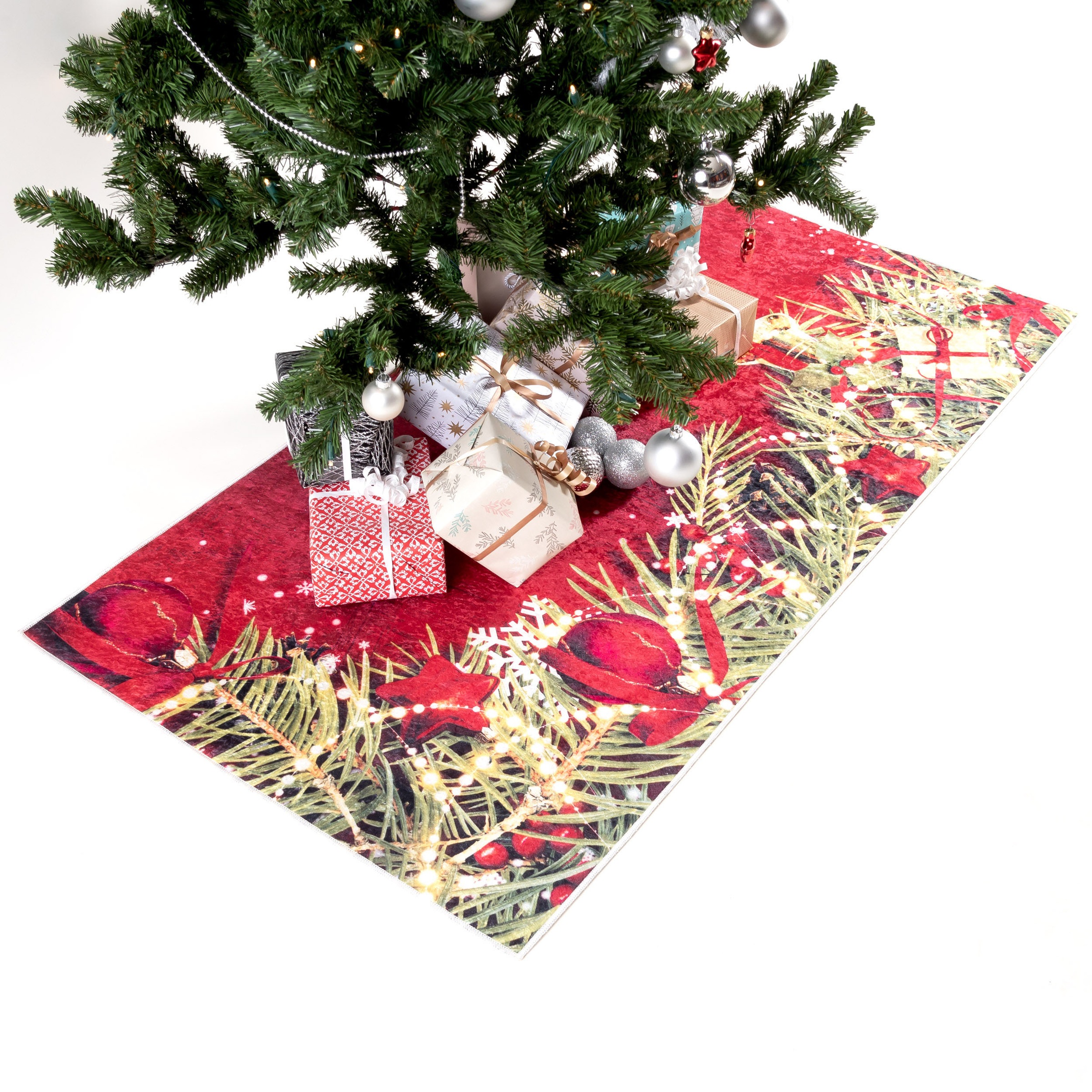 Sehrazat Teppich »Christmas 1225«, rechteckig, 5 mm Höhe, Weihnachten, waschbar, Unterlage Weihnachtsbaum