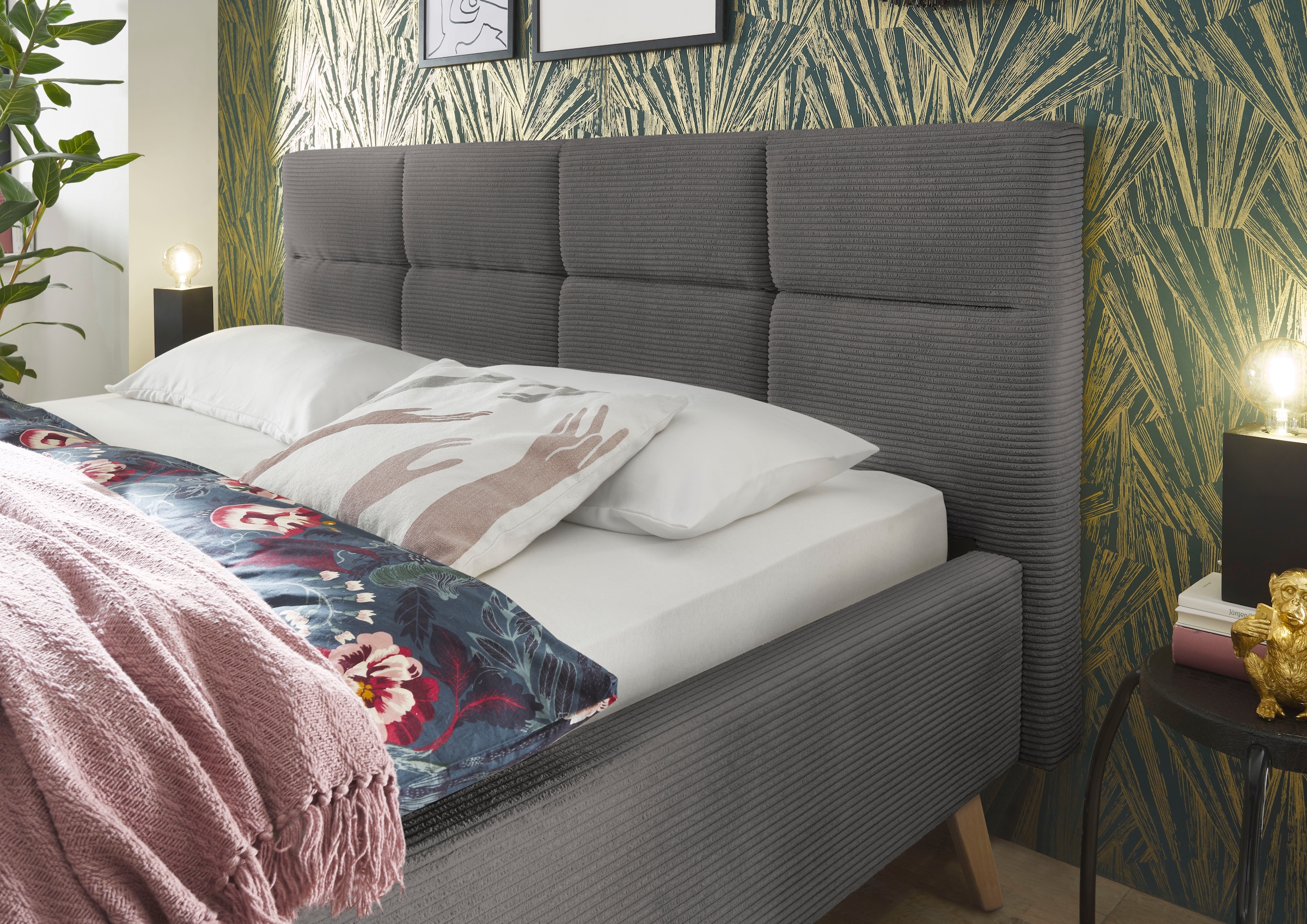 set one by Musterring Polsterbett »Cary« wahlweise mit Matratze und Lattenrost, Füße in Eiche natur