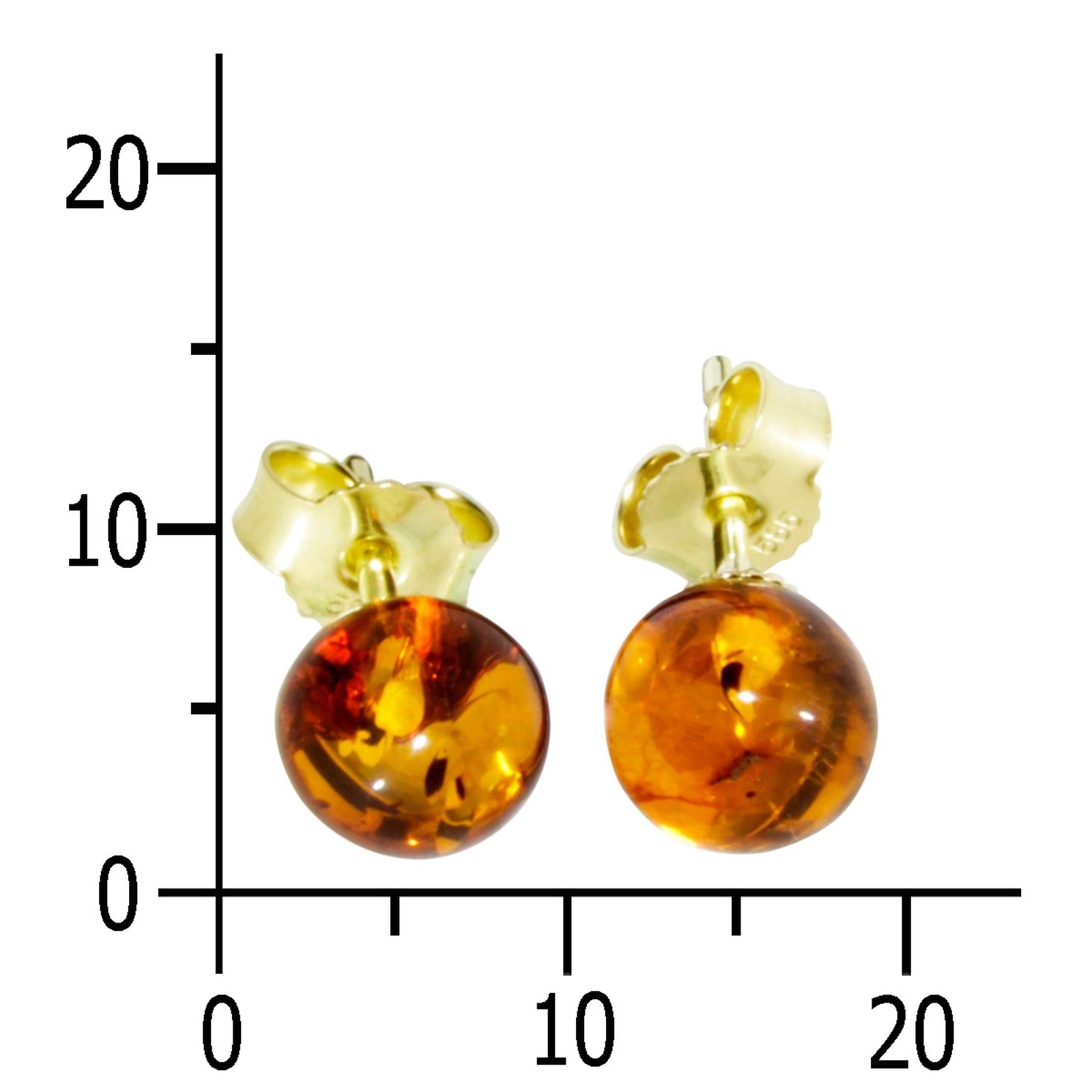 OSTSEE-SCHMUCK Paar Ohrstecker »- Klassisch 6 mm - Gold 585/000 - Bernstein«