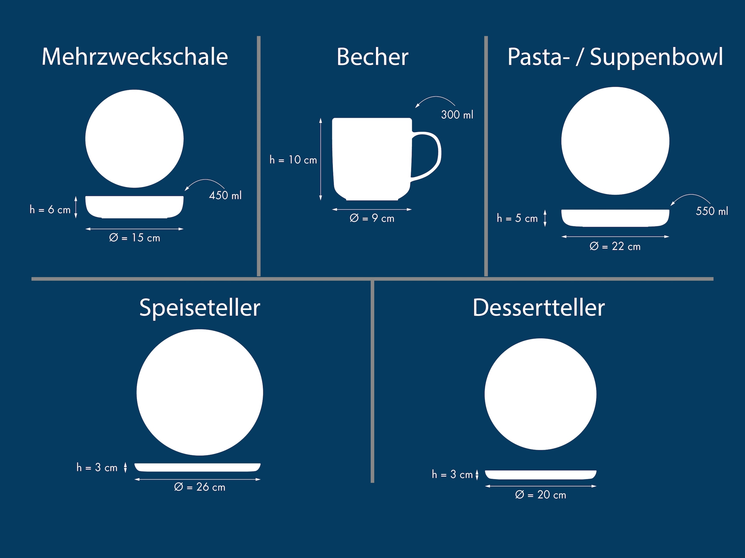 my home Kombiservice »modernes Geschirr-Set, Service Nydala« hohe Haltbarkeit, spülmaschinen- & mikrowellengeeignet, Reaktivglasur